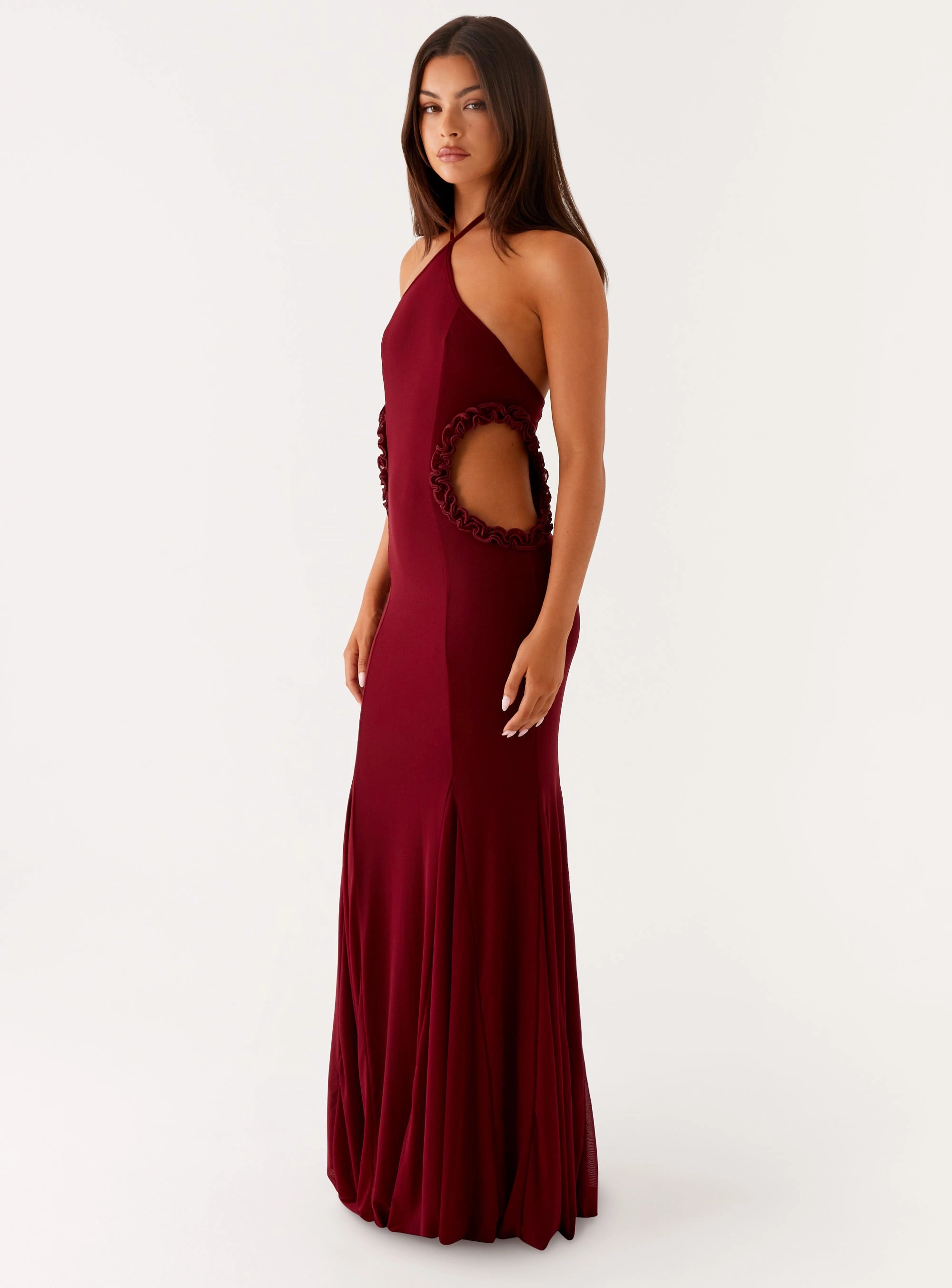 Jemima Maxi Dress - Raspberry Wine Tulle-Overlay Gentle Fit