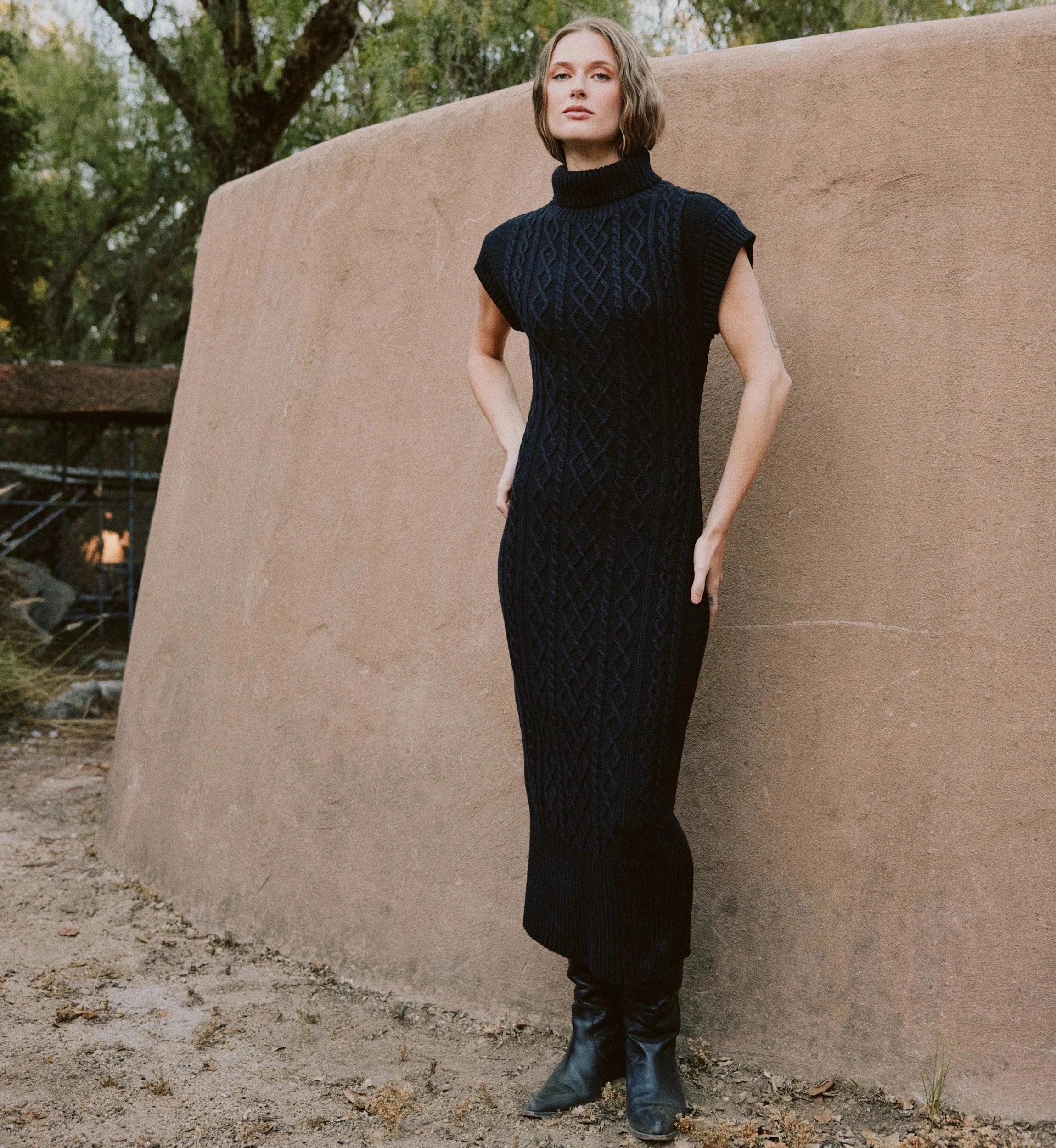 Shana Midi Dress | Black Soft Stretch