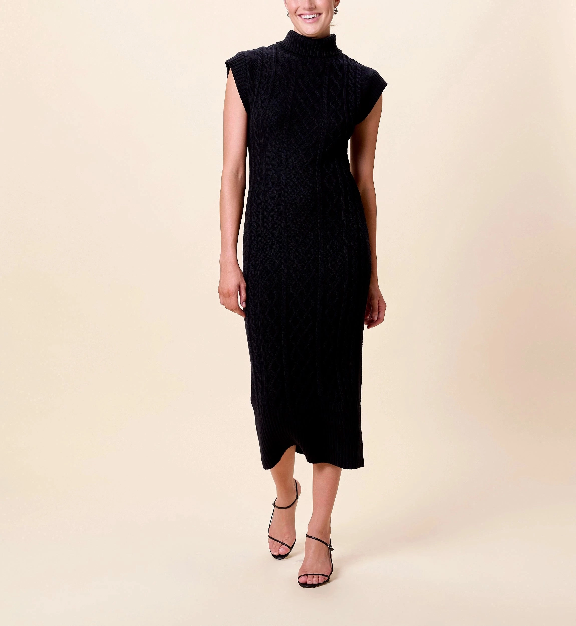 Shana Midi Dress | Black Flattering Fit Wear Elegant Outline