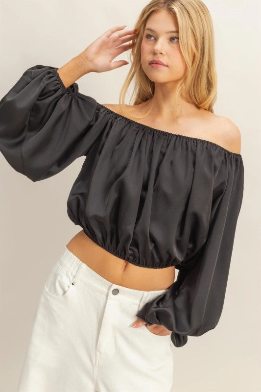Ellie Elegant Off-shoulder Blouse With Balloon Sleeves Anti Static Treatment Rust - proof