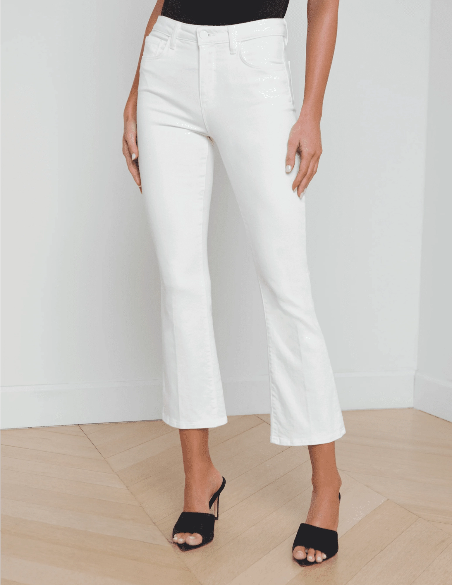 Rubberized Hem Streetwear vibe L??AGENCE Mira Cropped Micro Boot Jeans In Blanc