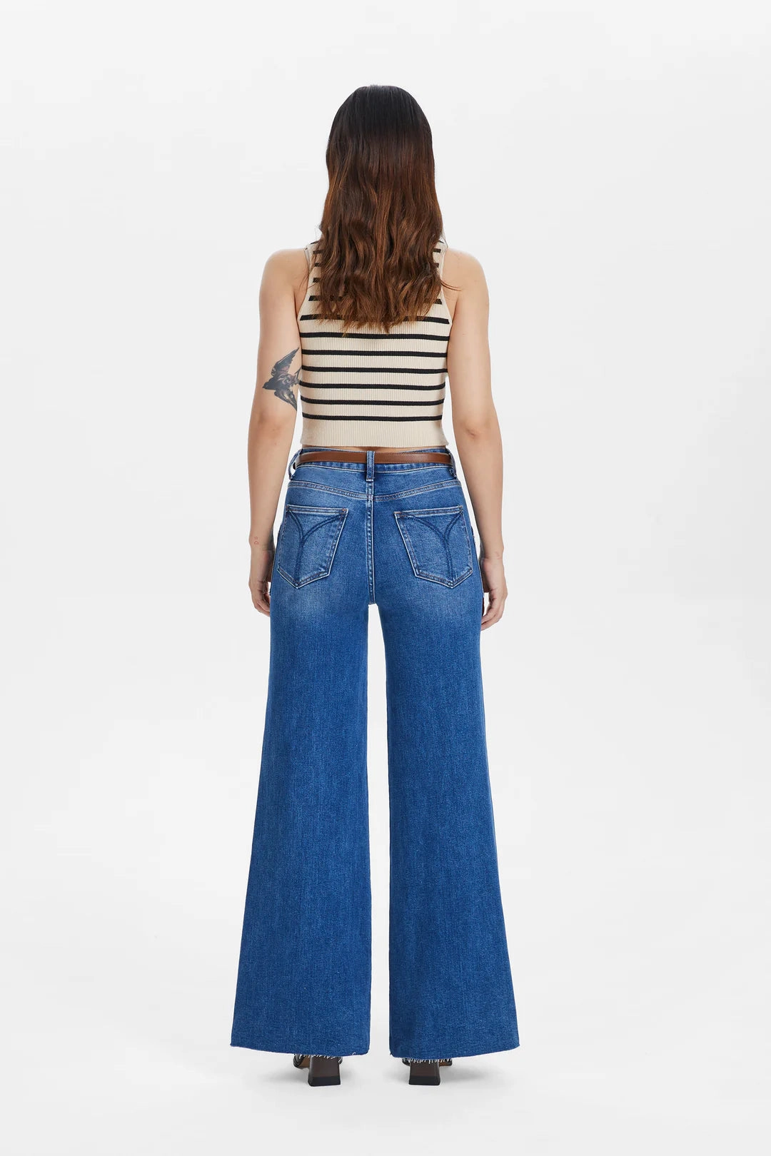Utility Patch Pocket Wide Leg Jeans - Dark Indigo Street Comfort Low Profile