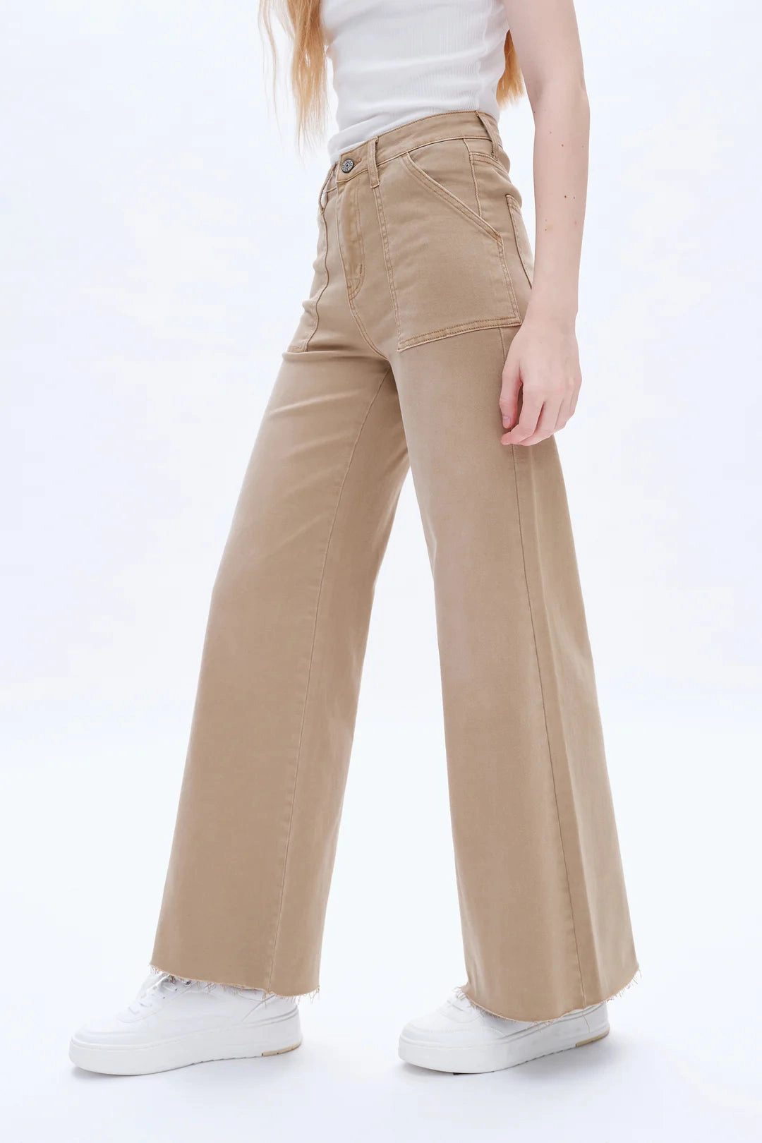 Utility Patch Pocket Wide Leg Jeans High Quality Material MoistureWickingLining