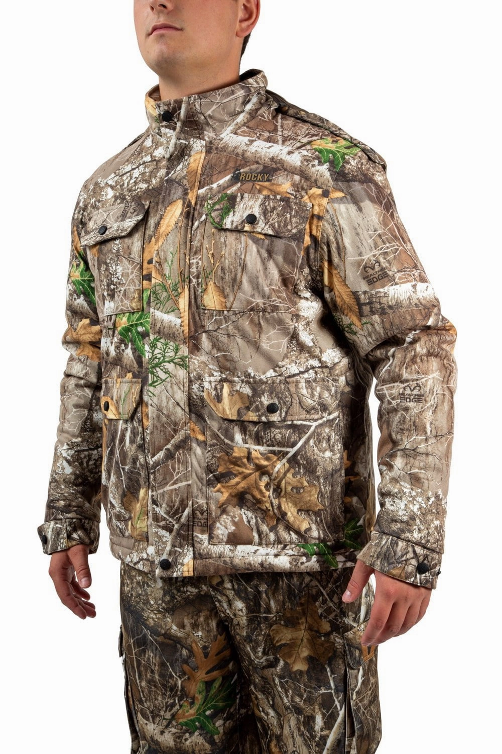 Rocky Mens Waterproof Hunting Scent IQ Realtree Edge Polyester Softshell Jacket Windproof Cuffs