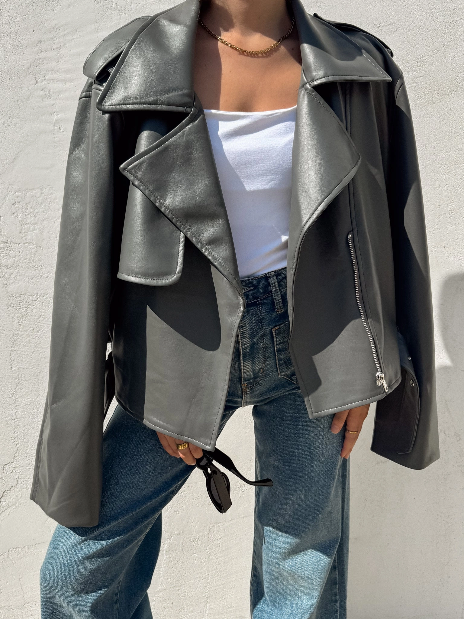 Emery Vegan Leather Jacket Autumn Layers
