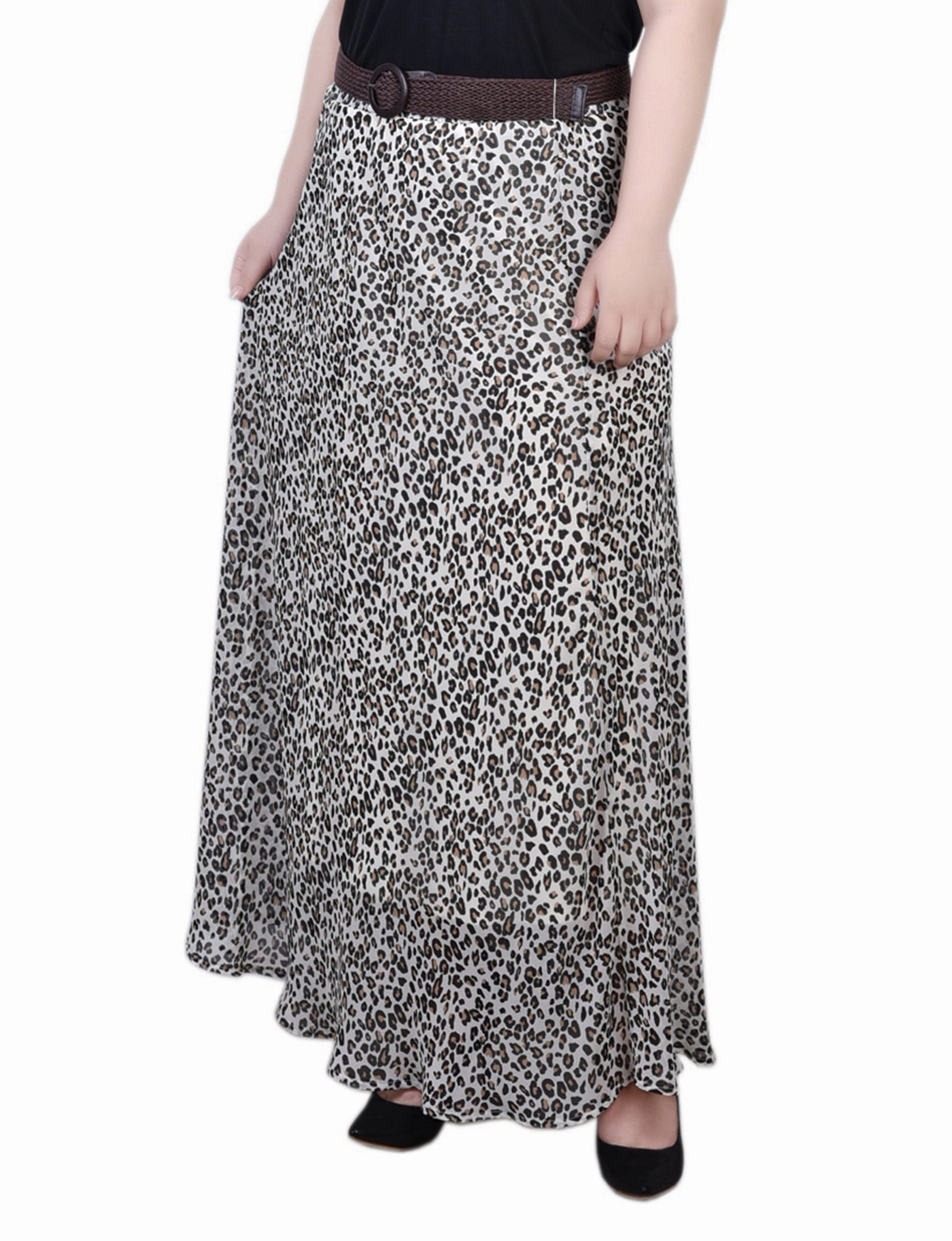 Plus Size Chiffon Maxi Skirt Shape Enhancing