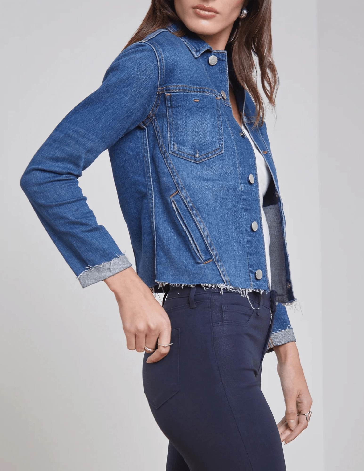 Insulated Warmth L'Agence Janelle Slim Raw Jacket In Authentique