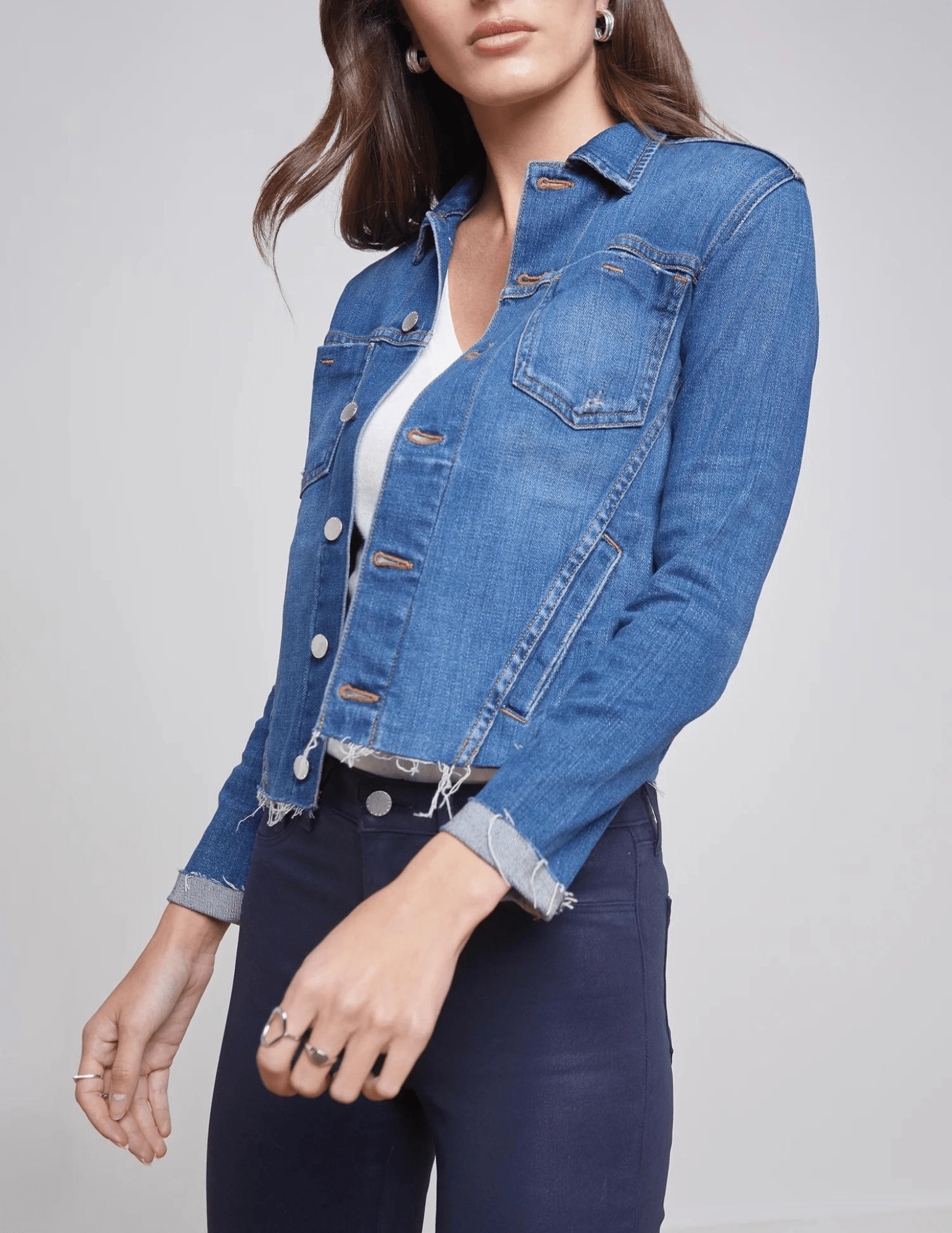 Moisture Wicking Finish Multi Purpose Loops L'Agence Janelle Slim Raw Jacket In Authentique