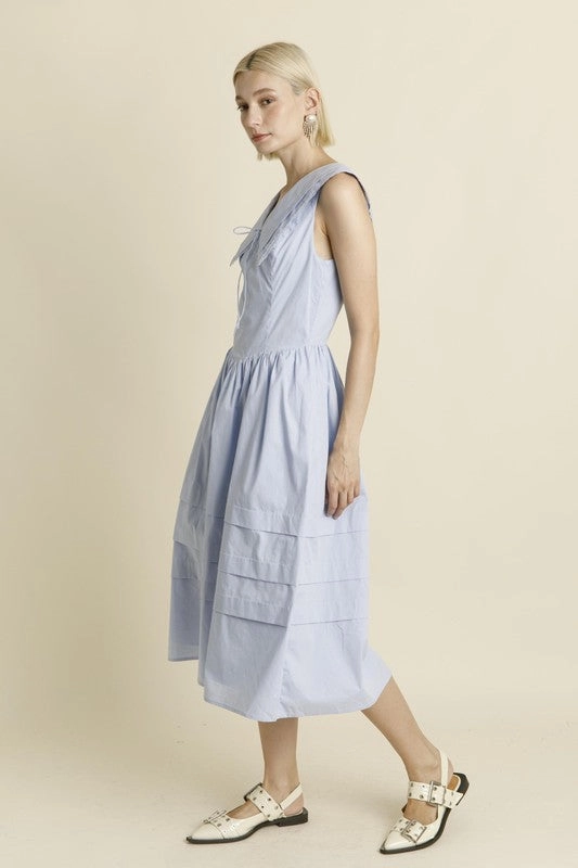 Sailor Collar Midi Dress - Blue Fashionable Comfort Perfectly Tailored