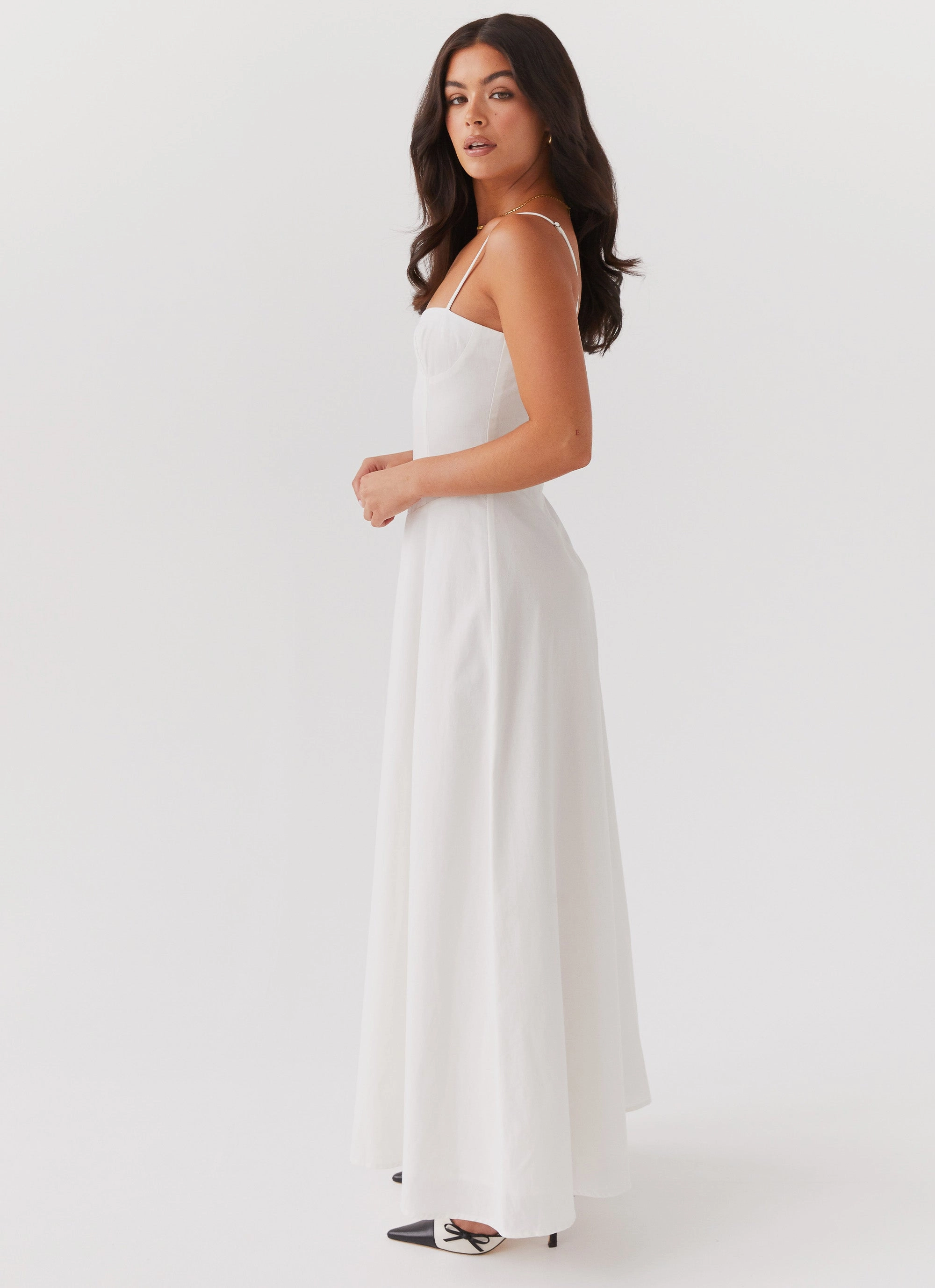 Angelina Linen Maxi Dress - White Breezy Style