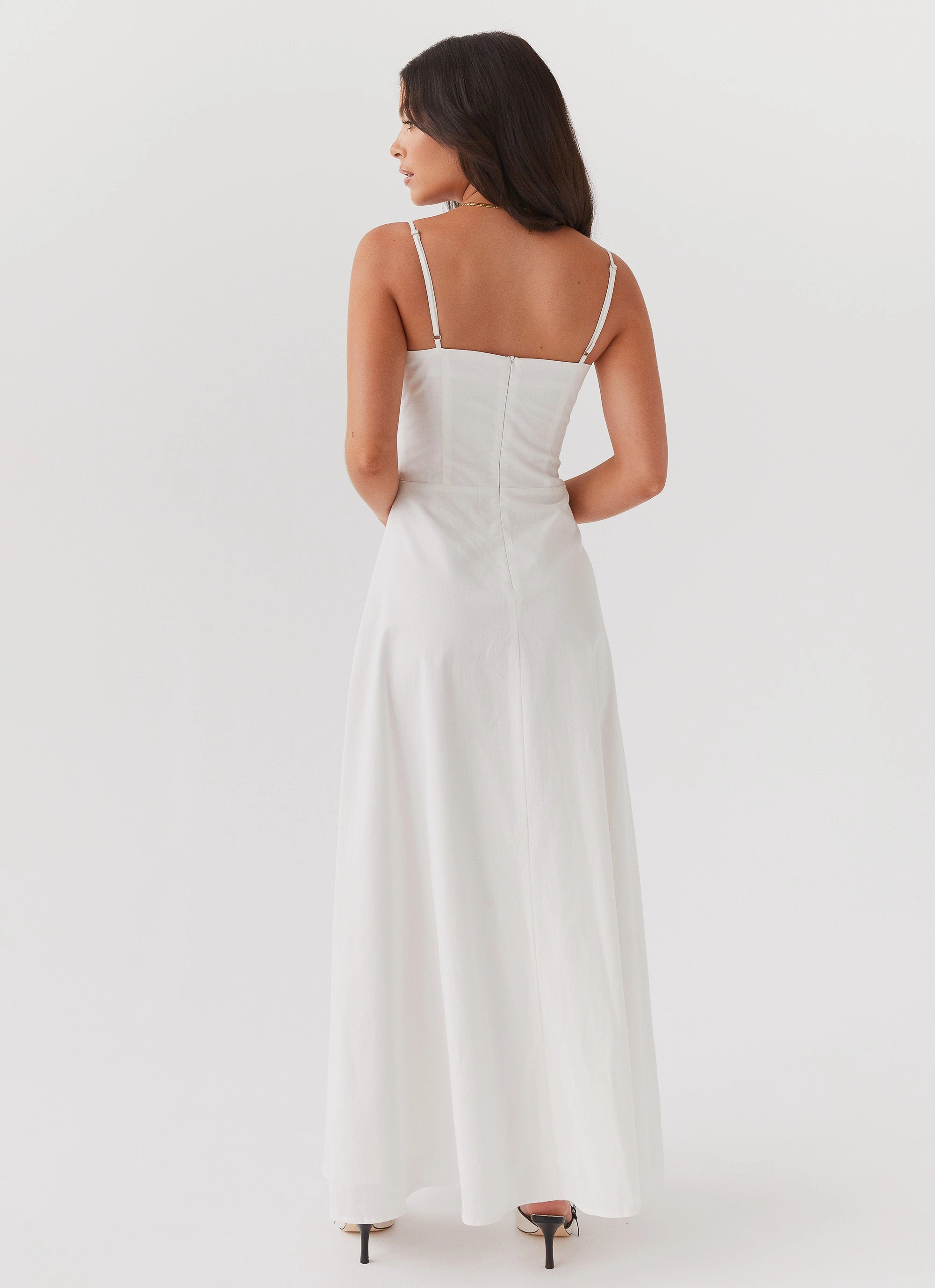 Timeless Piece Modern Fit Angelina Linen Maxi Dress - White