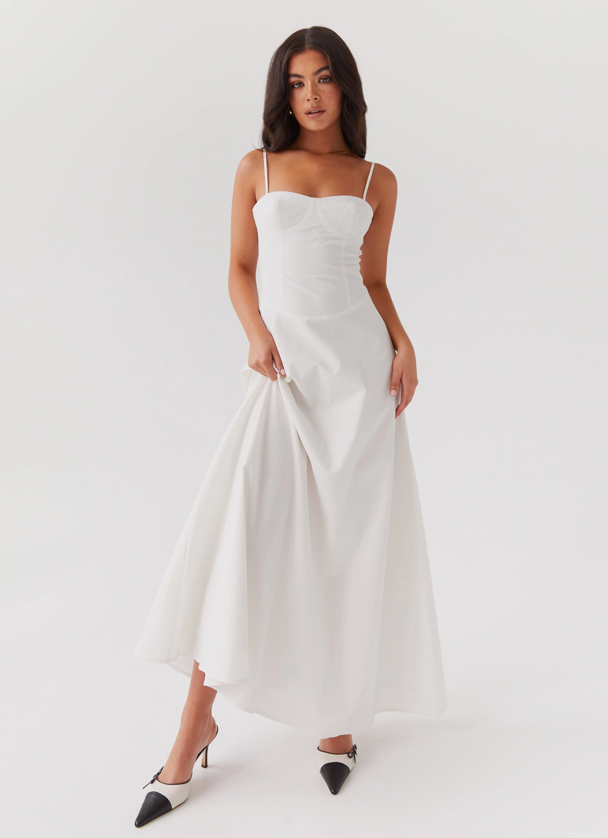 Urban appeal Smart and Polished Angelina Linen Maxi Dress - White