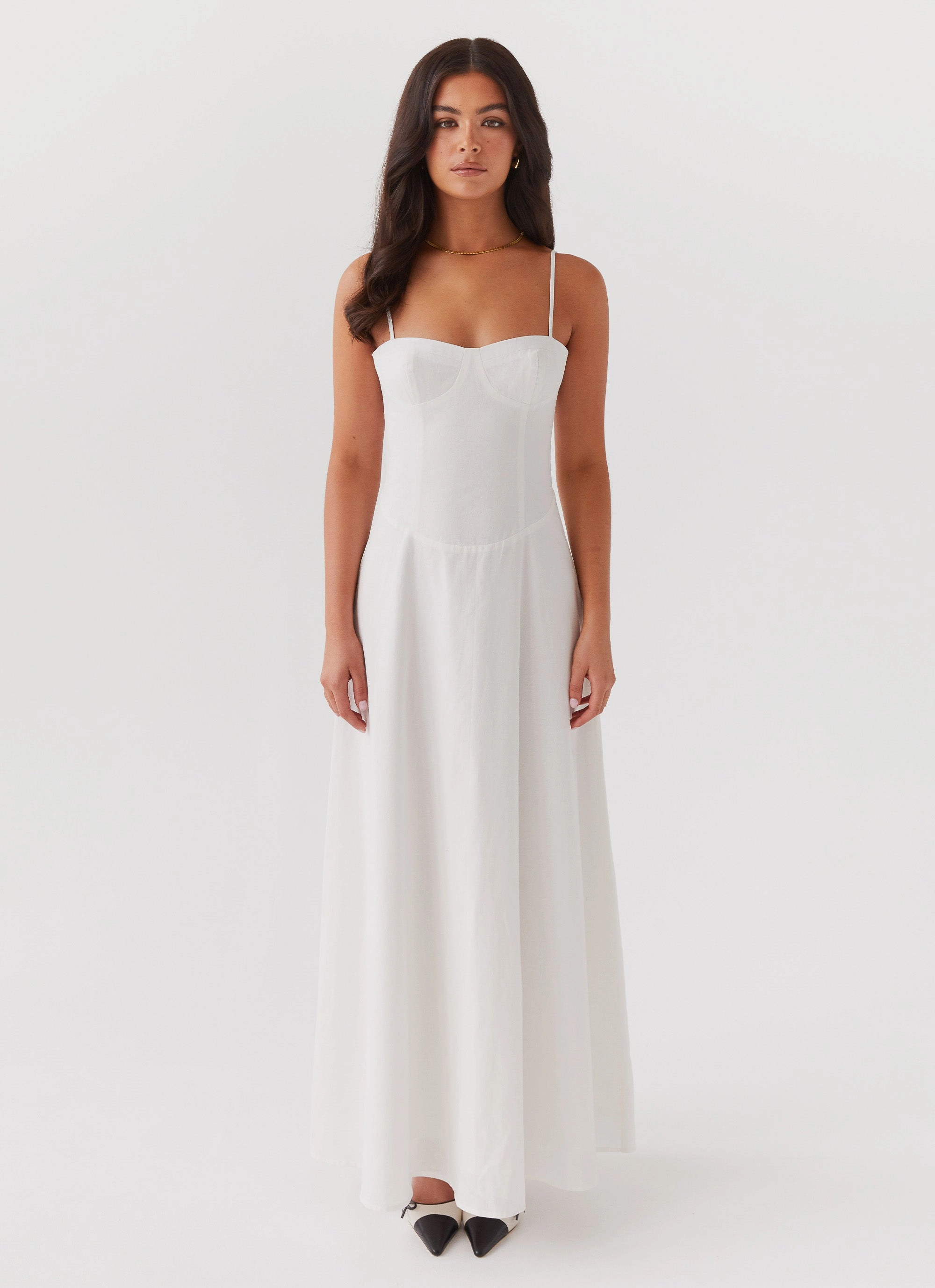 Angelina Linen Maxi Dress - White Everyday Outfit Basic essential