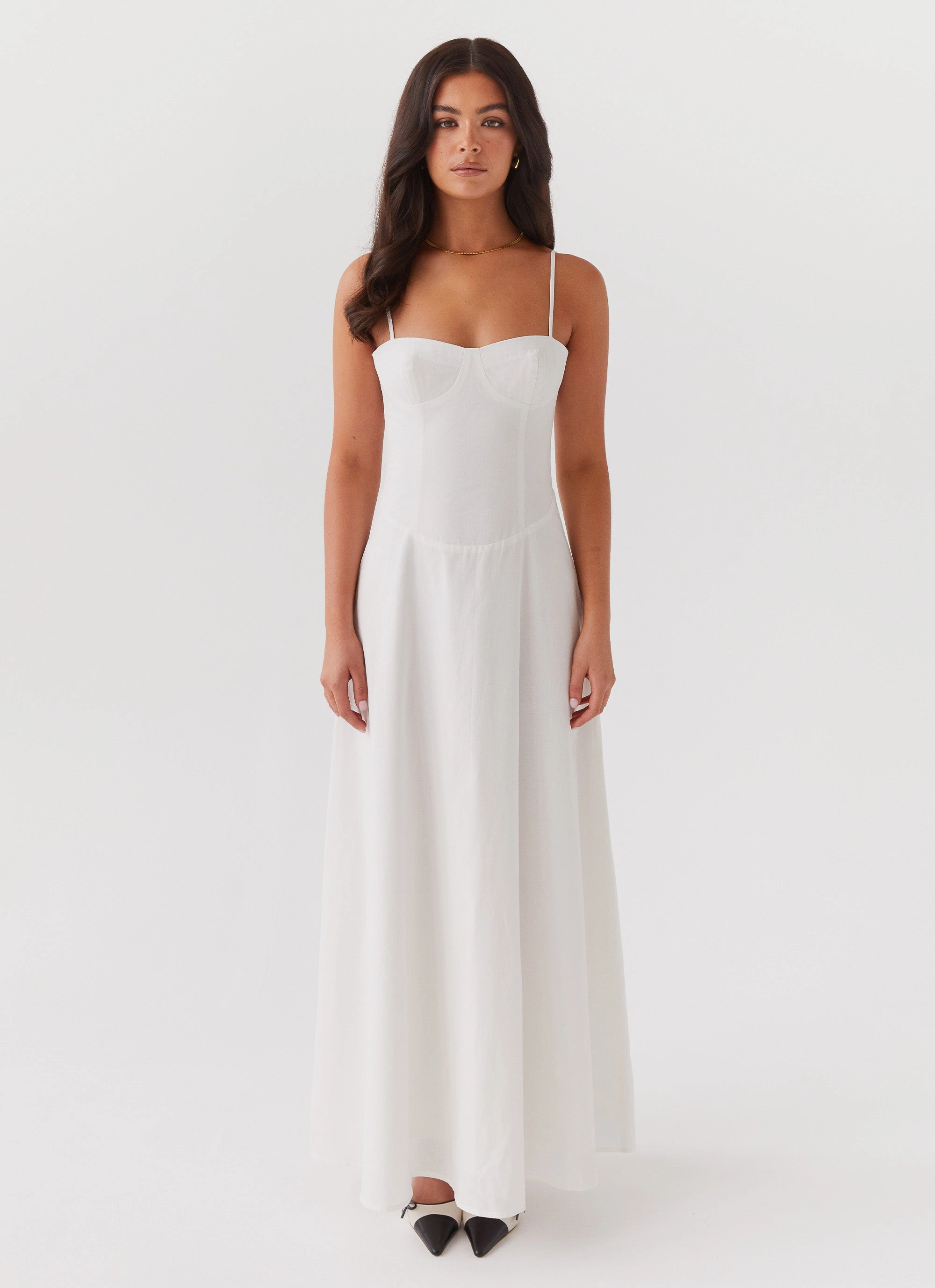 Easy Tones Earth Colors Angelina Linen Maxi Dress - White