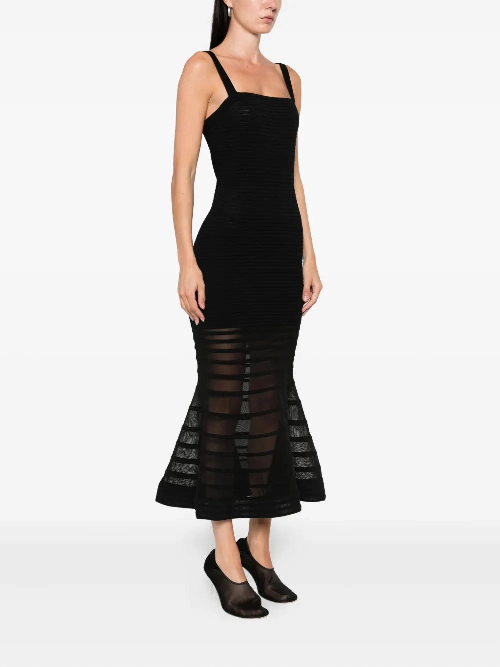 Chic Design Vallarie Knit Midi Dress in Black