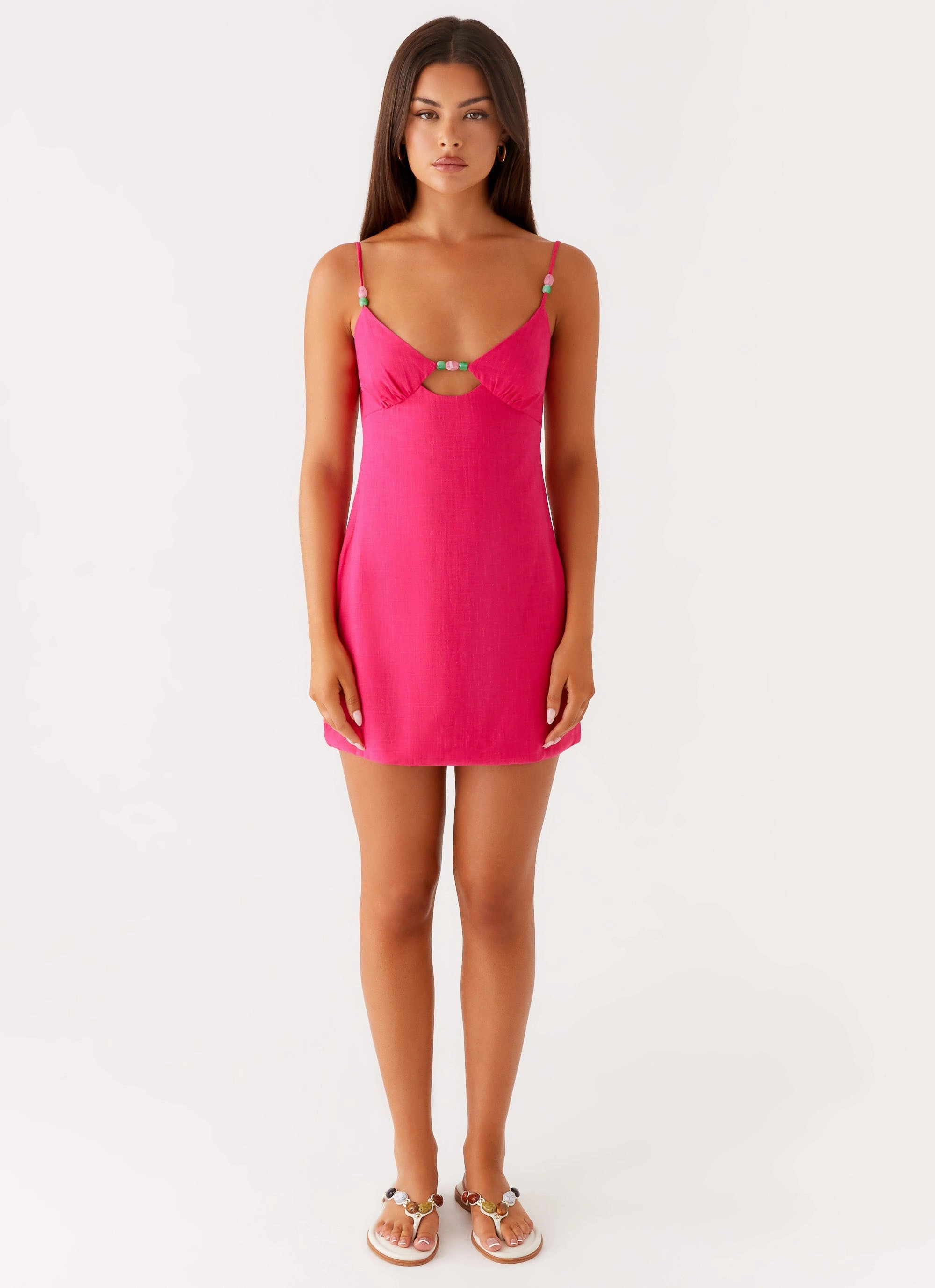 ruffle trim Chic and Flattering Vander Mini Dress - Fuchsia