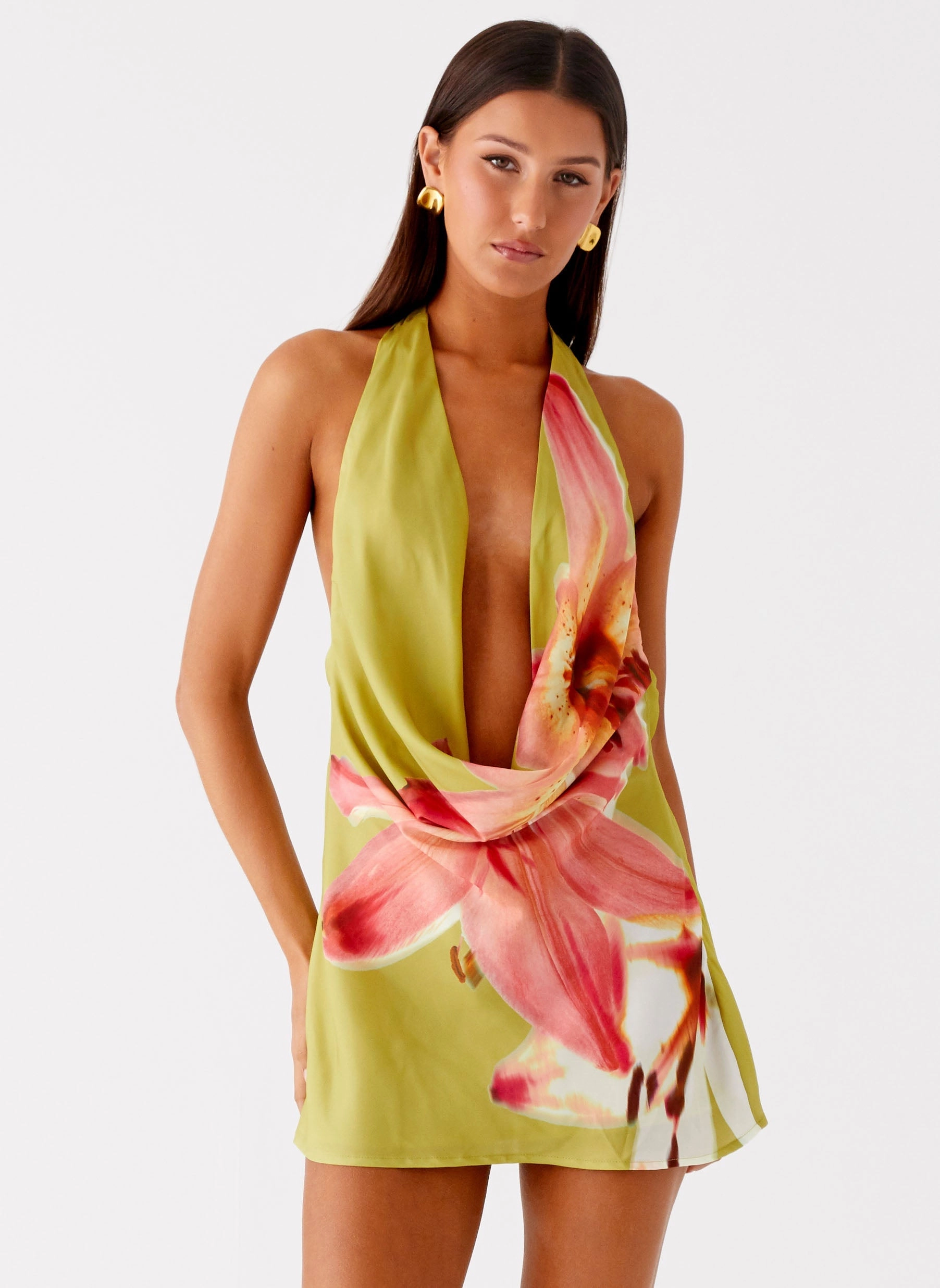 Theater-Night Varindra Cowl Mini Dress - Jungle Floral