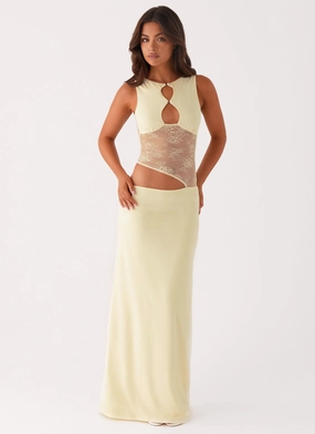 Prophecy Maxi Dress - Yellow Minimal Detail