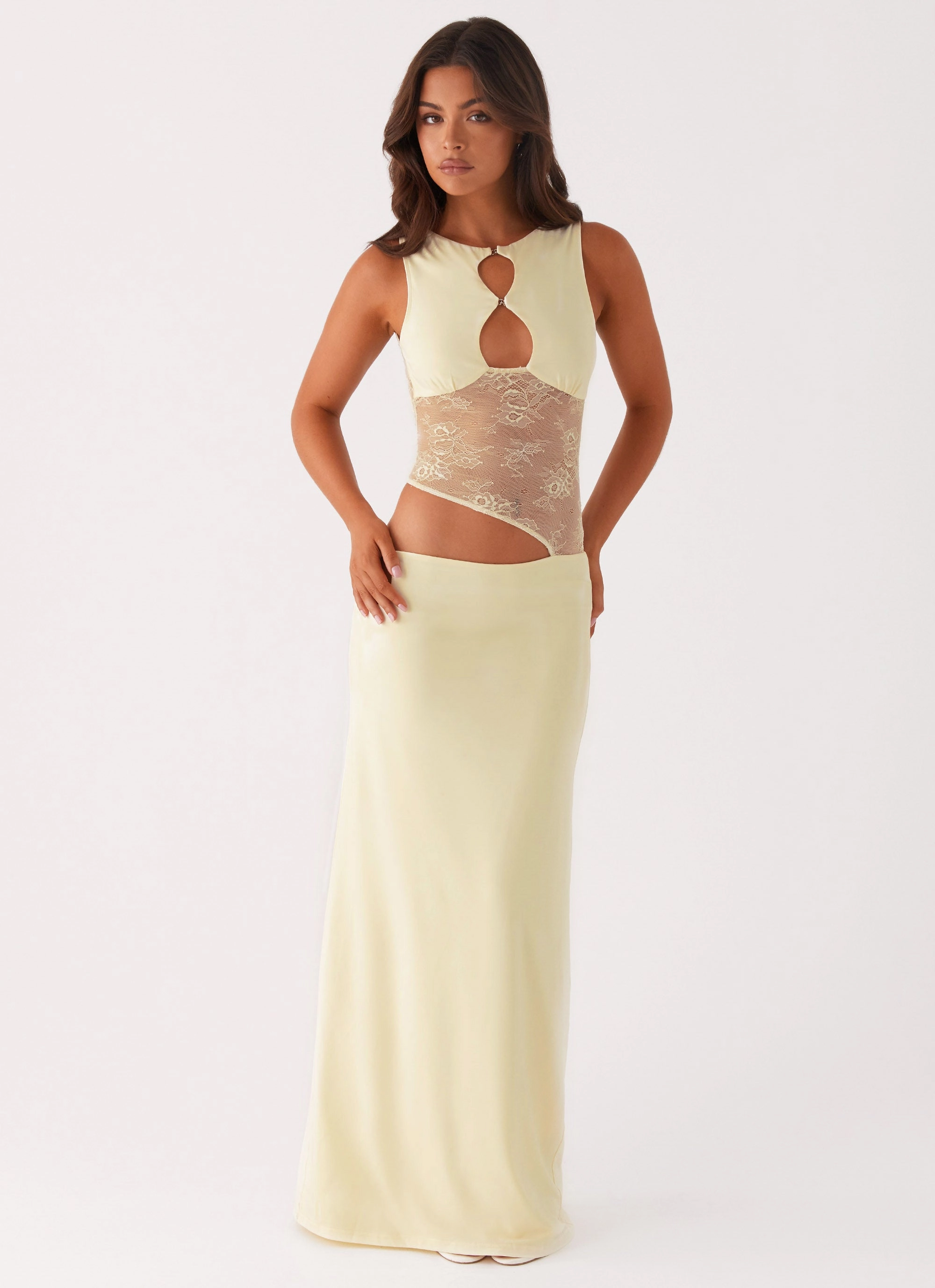 Shiny surface Pink Glow Prophecy Maxi Dress - Yellow
