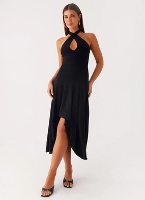 Chic Fit Lounge Mood Velvet Sky Midi Dress - Black
