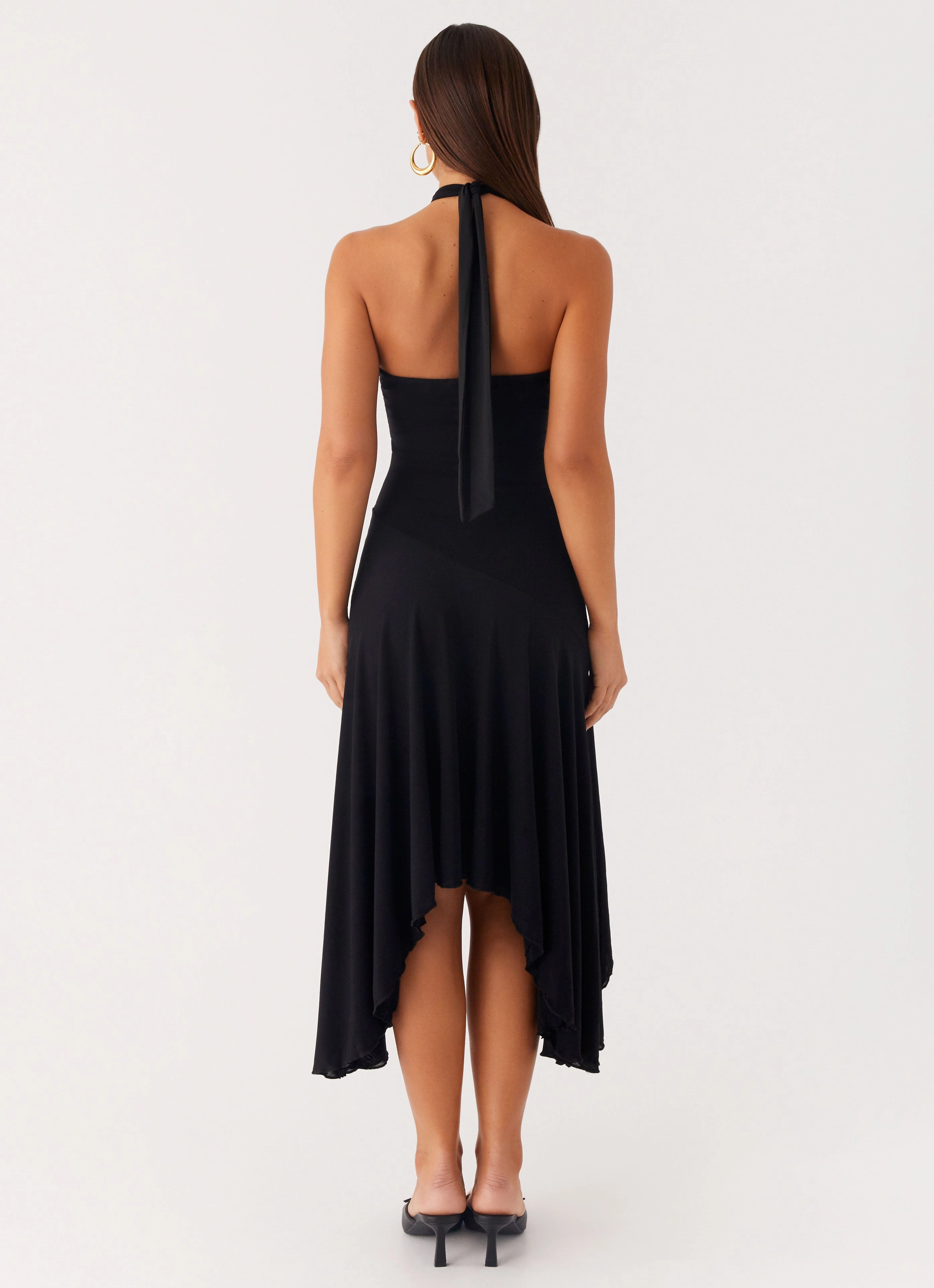 Curvy Glam Velvet Sky Midi Dress - Black