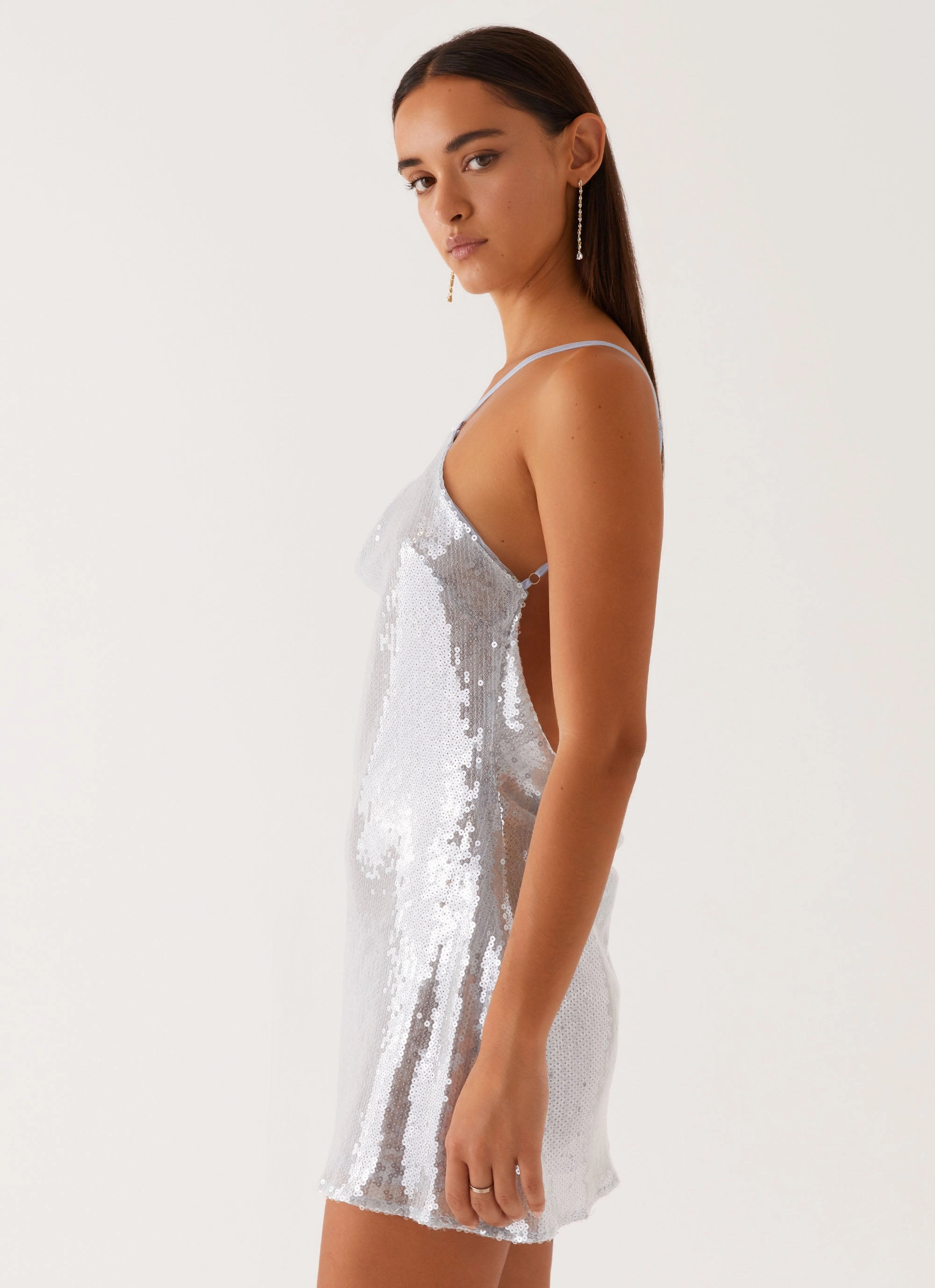 Outdoor Vibe Urban Feel Radiant Energy Cowl Back Mini Dress - Blue