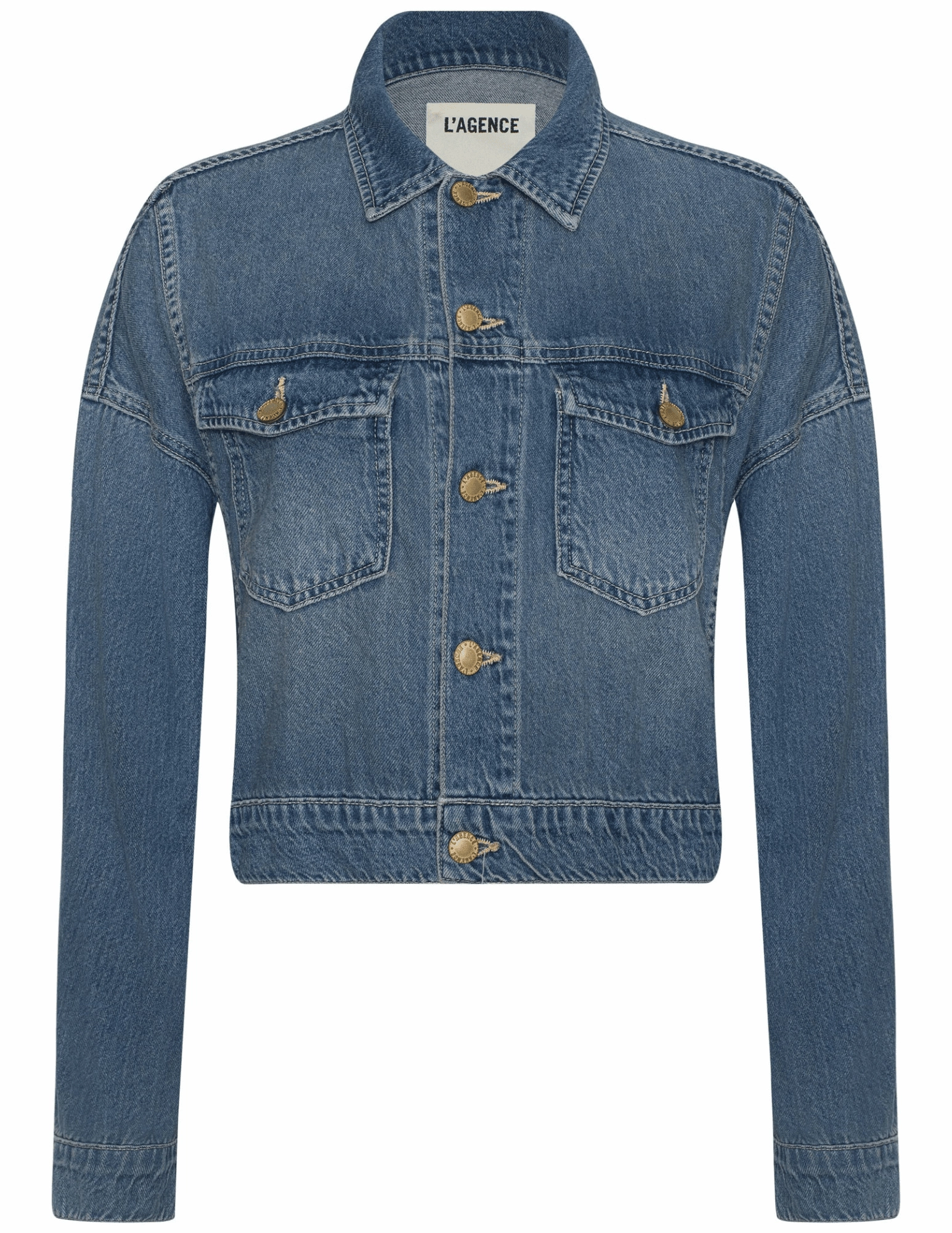 Ventilated Panels L'AGENCE Vianney Hi-Lo Denim Jacket in Fargo