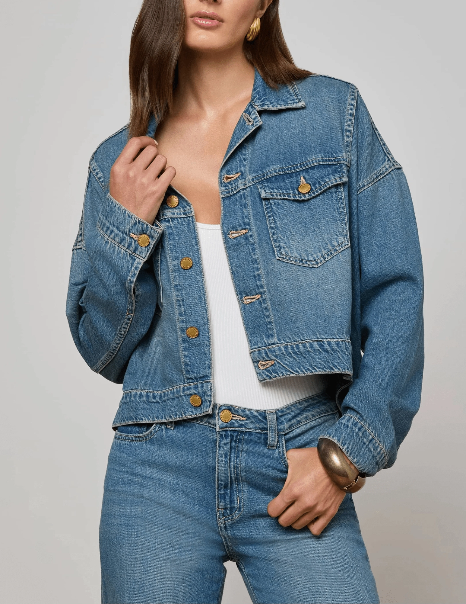 Movement Ease Smart Comfort L'AGENCE Vianney Hi-Lo Denim Jacket in Fargo