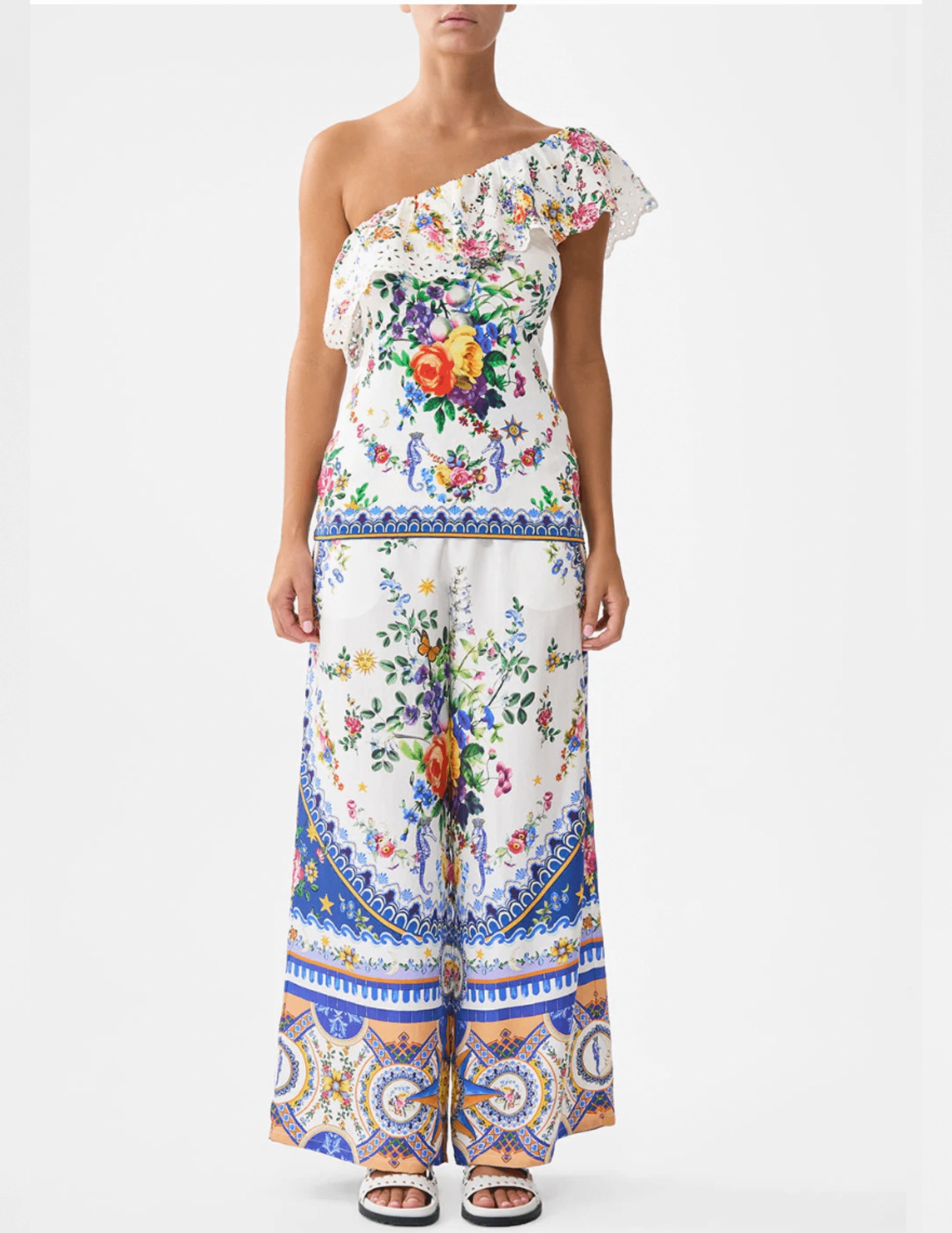 MoistureWickingLining Softened Hem Camilla One Shoulder Fitted Jersey Tank