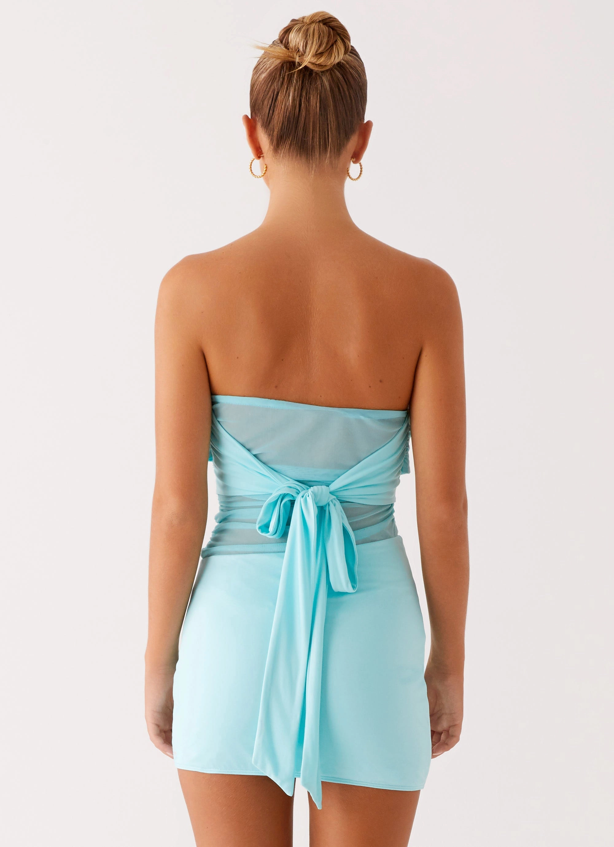 Lita Twist Mini Dress - Turquoise Clasp-Closure