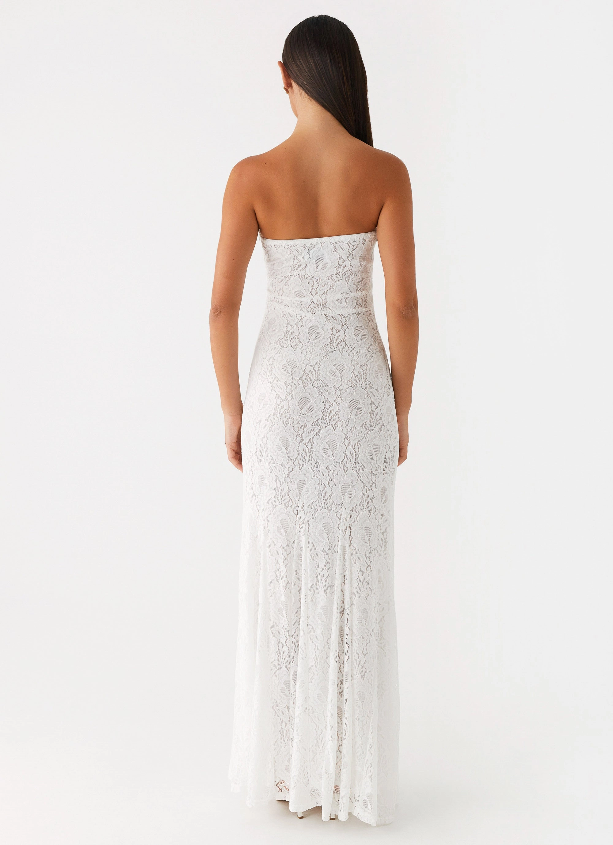 Bold-Color Lolita Lace Maxi Dress - Ivory
