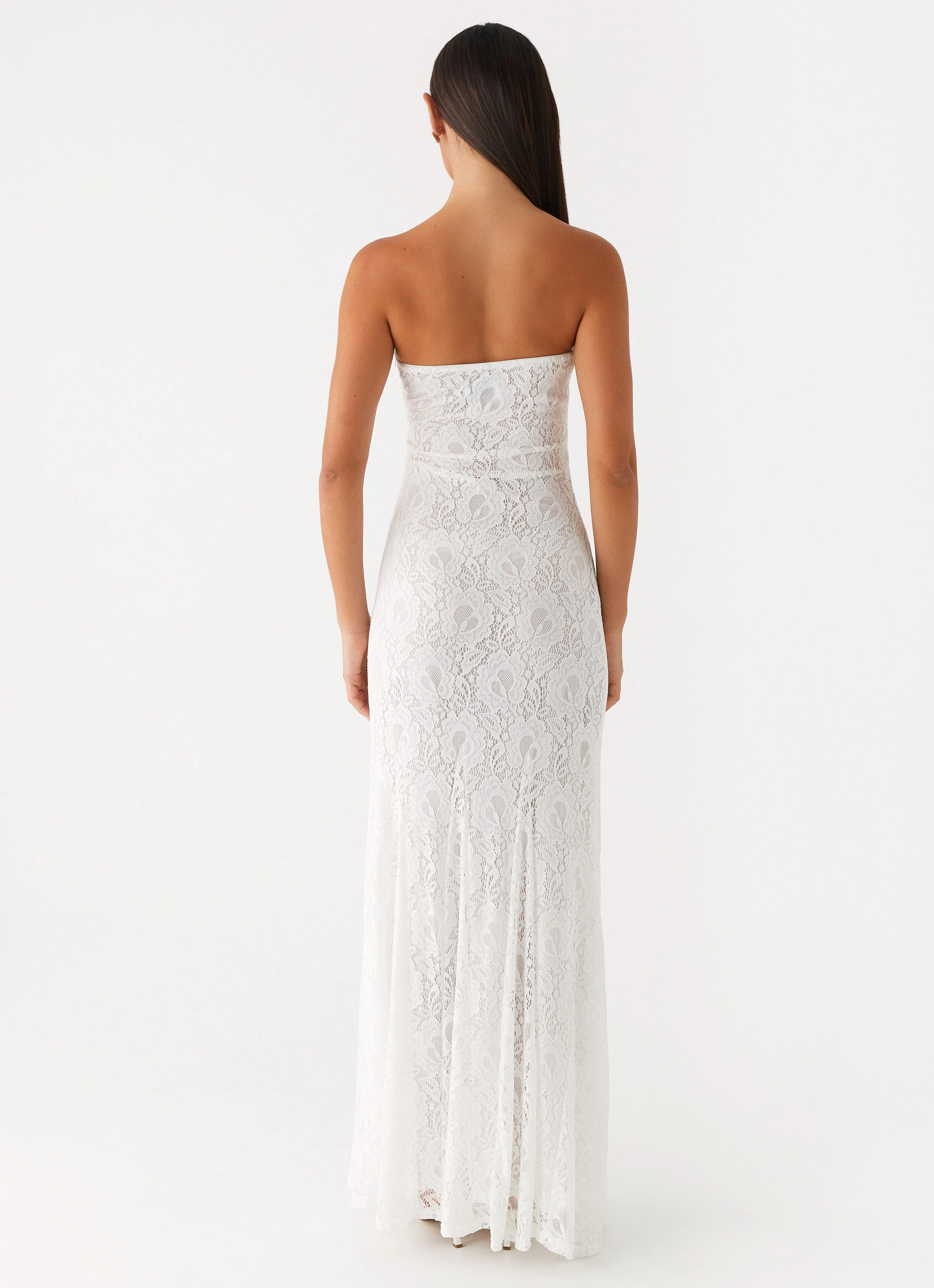 Lolita Lace Maxi Dress - Ivory Printed-Lining