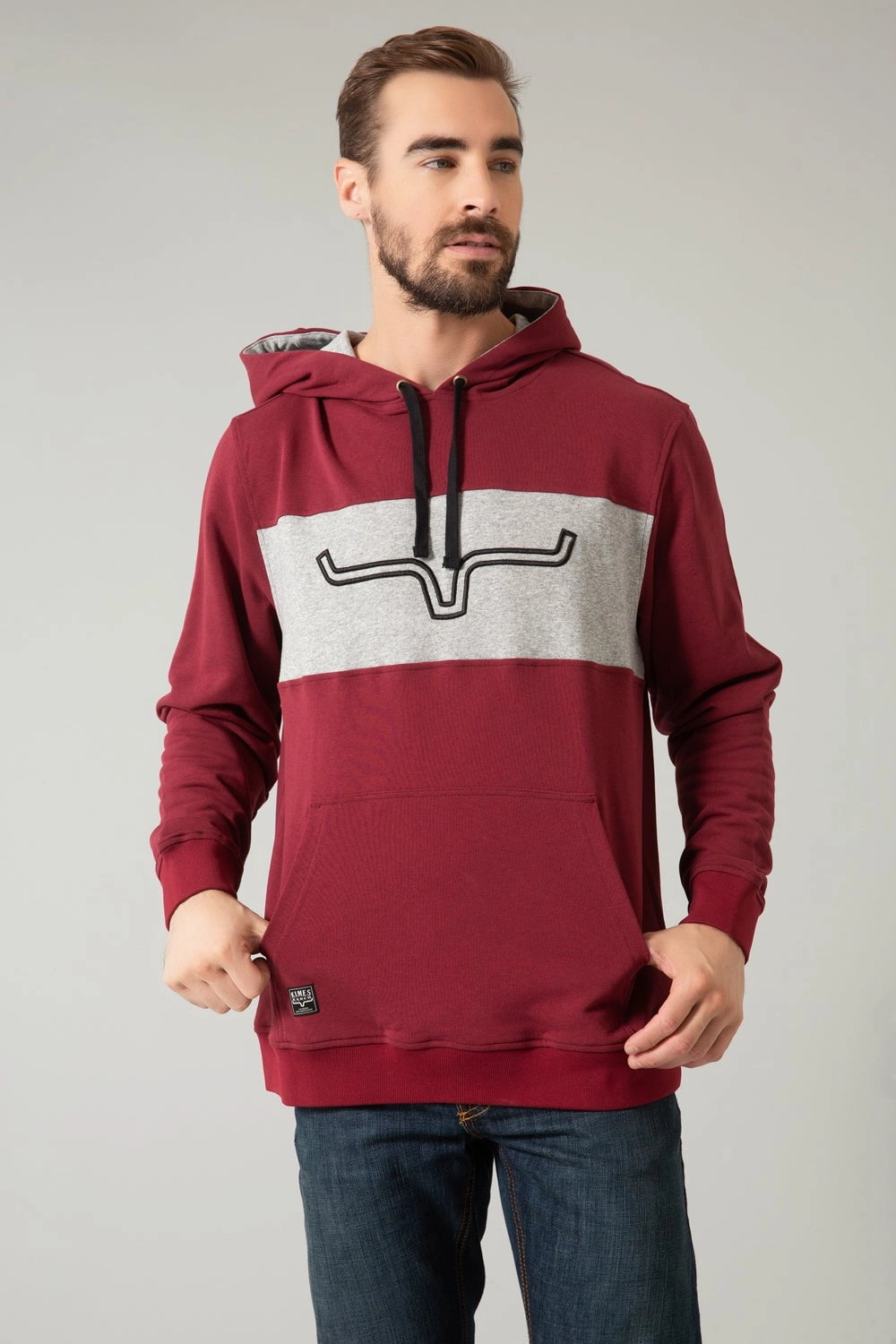 Kimes Ranch Mens Ripon Hood Burgundy Cotton Blend Hoodie On Duty Layer