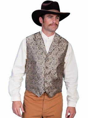 Multi Pocket Utility Scully Mens Taupe Polyester Classic Paisley Vest