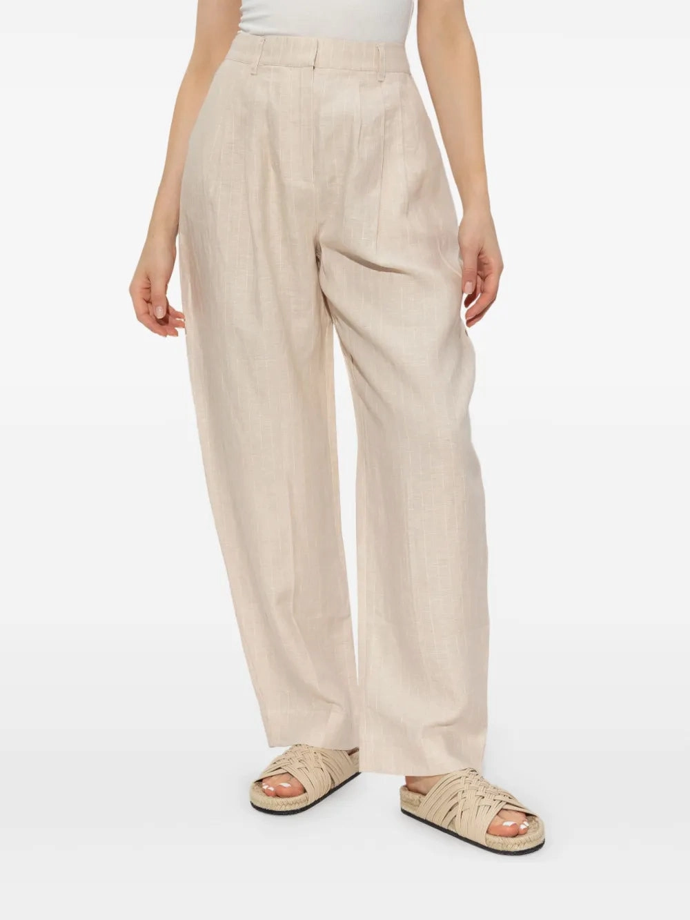 Lucille Trousers in Beige Pinstripe BreathableLining