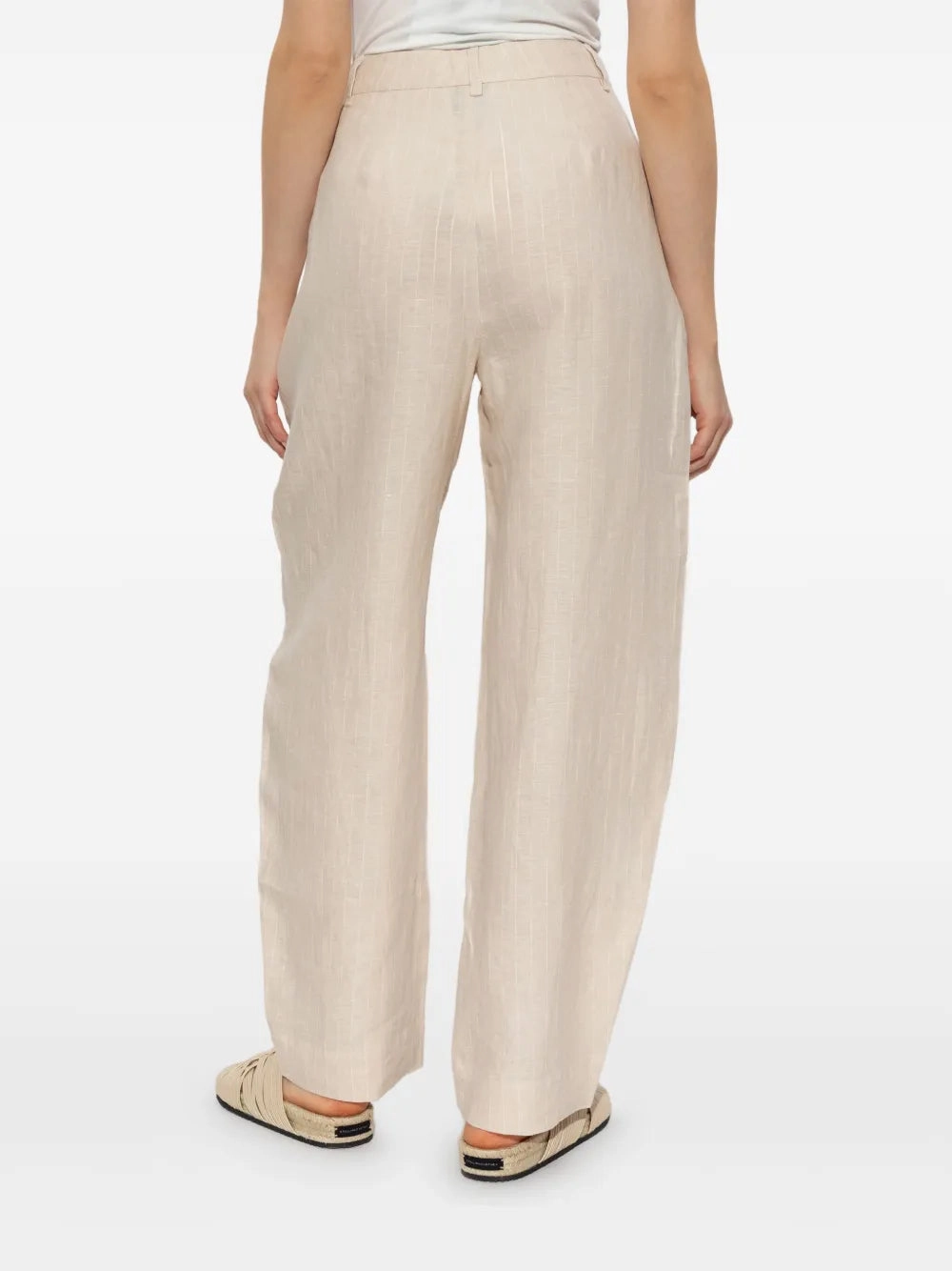 Lucille Trousers in Beige Pinstripe Cozy and Relaxed Everyday Wear