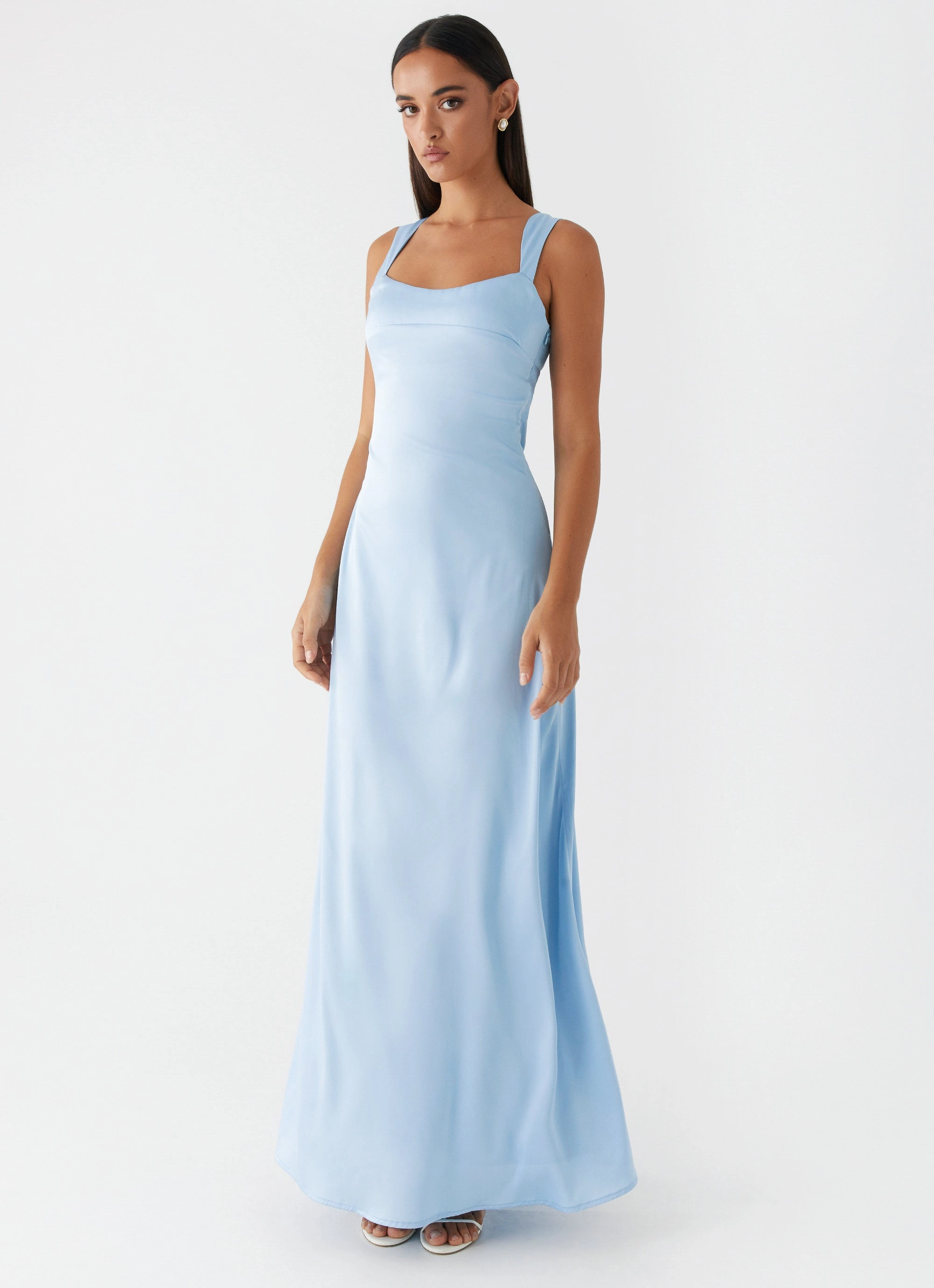 Odette Satin Maxi Dress - Blue DoubleLayeredMaterial