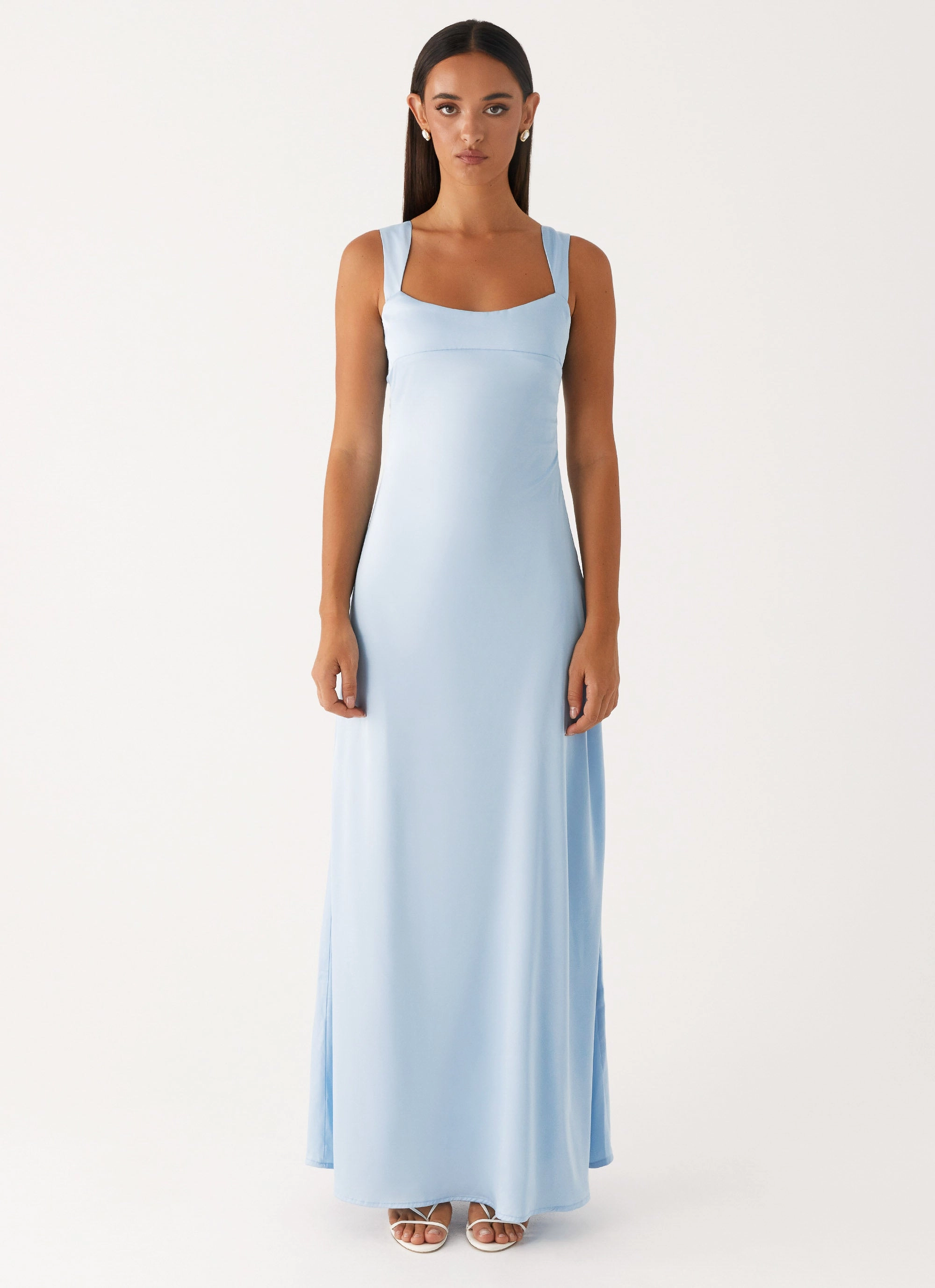 Odette Satin Maxi Dress - Blue Casual and Stylish Oversized-Fit