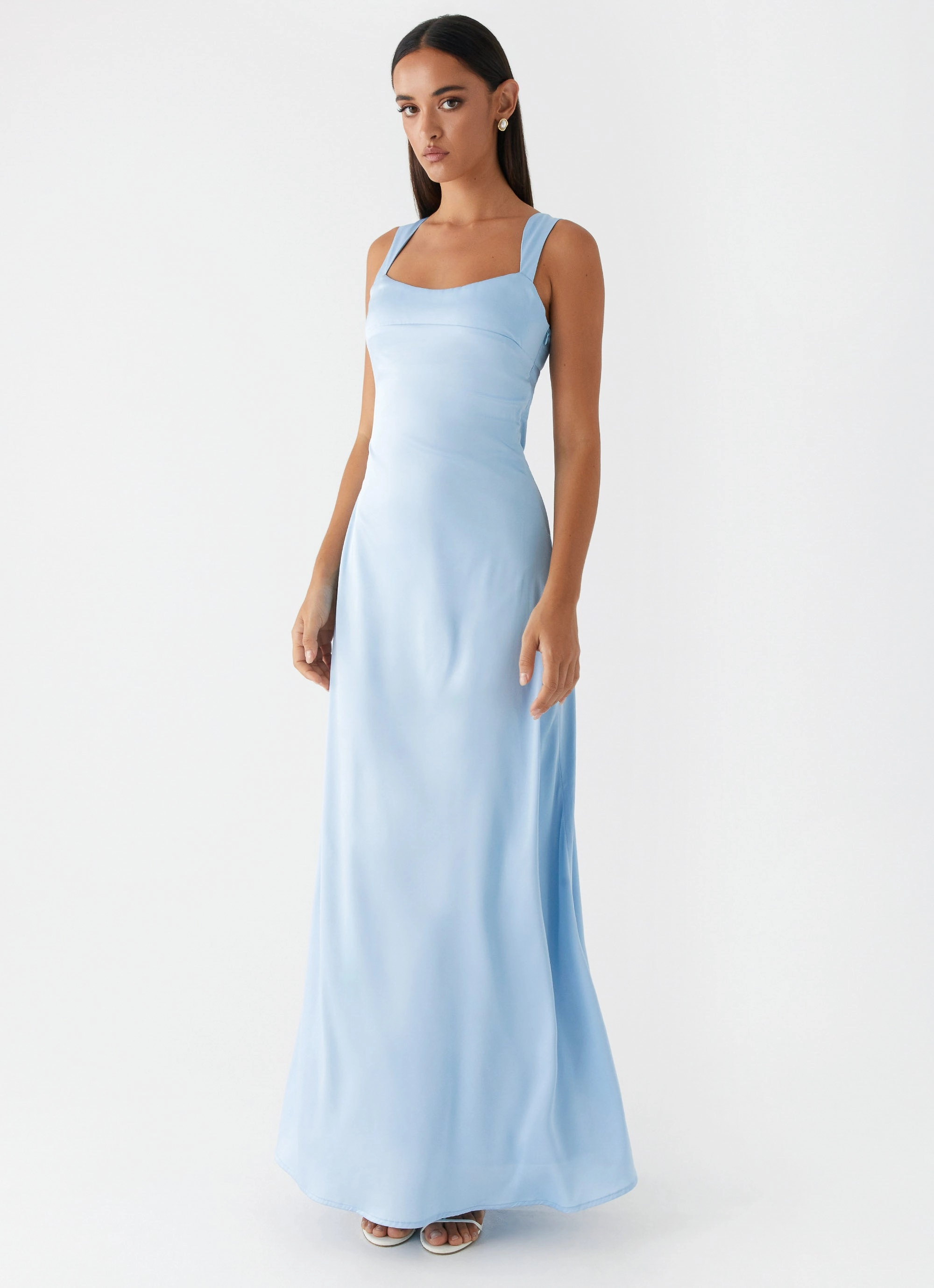 Style Base travel mode Odette Satin Maxi Dress - Blue