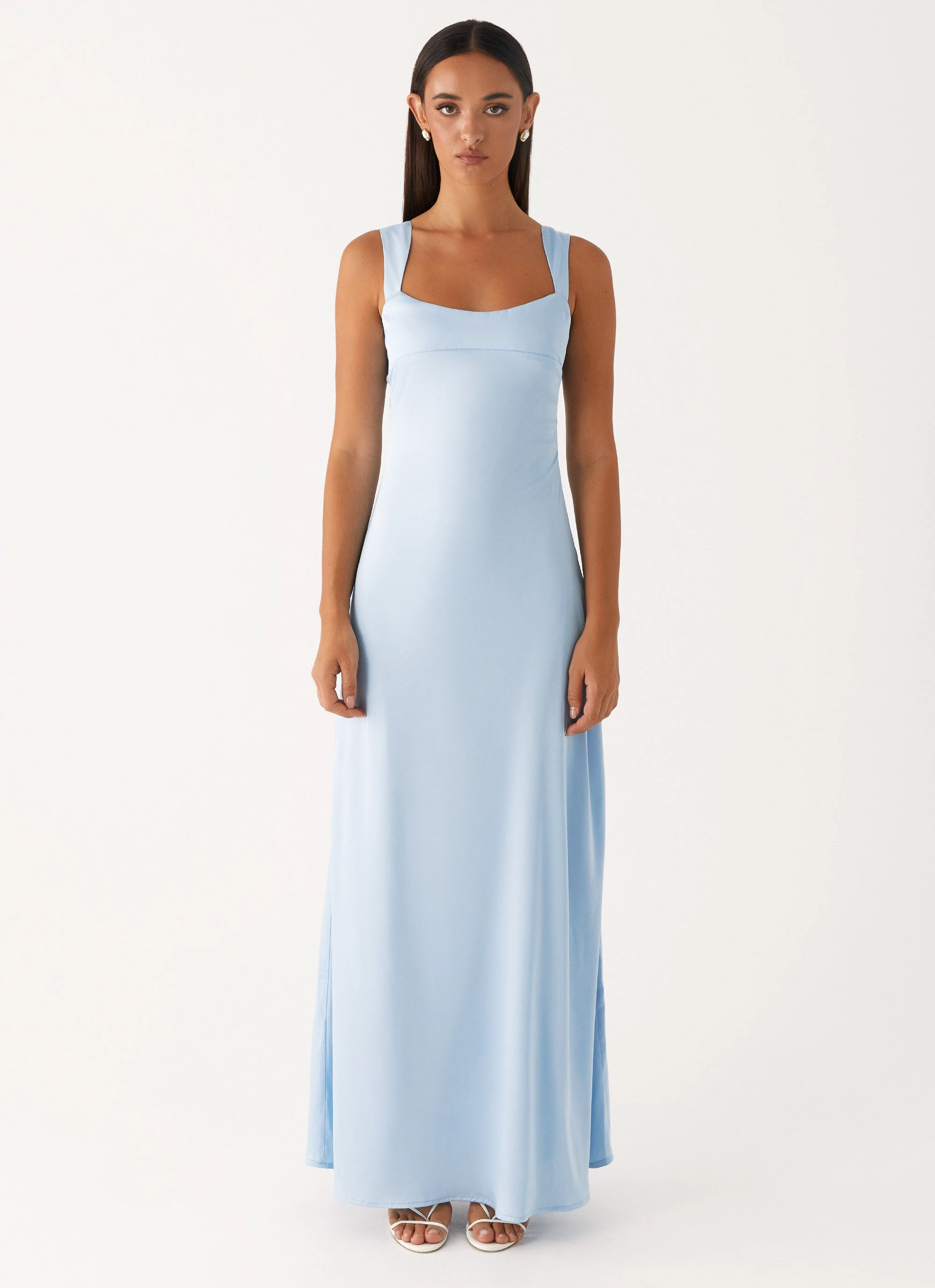 Odette Satin Maxi Dress - Blue Fashion-Forward Fit summer breeze