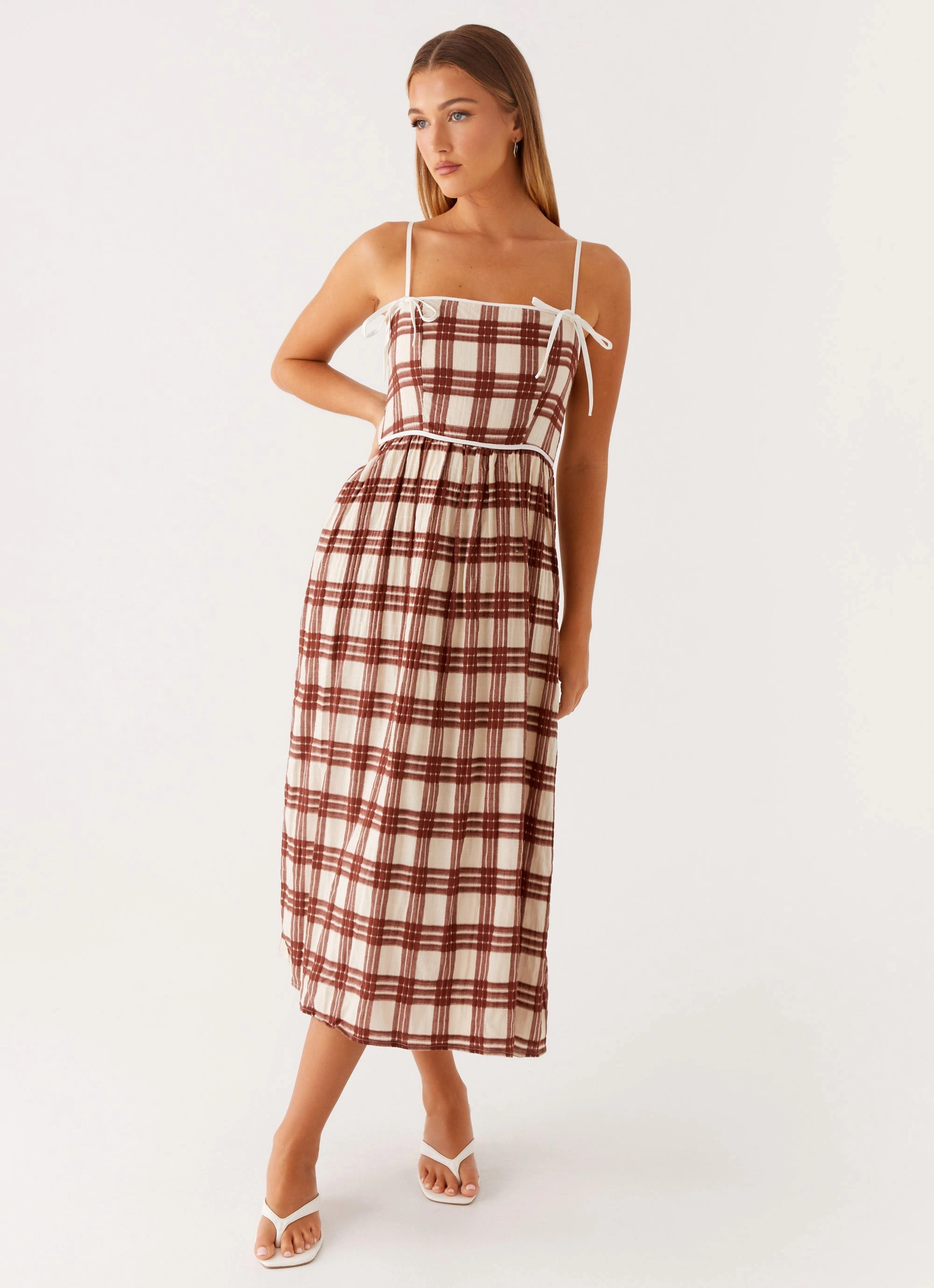 Shyanne Midi Dress - Chocolate Check Formal Outfit