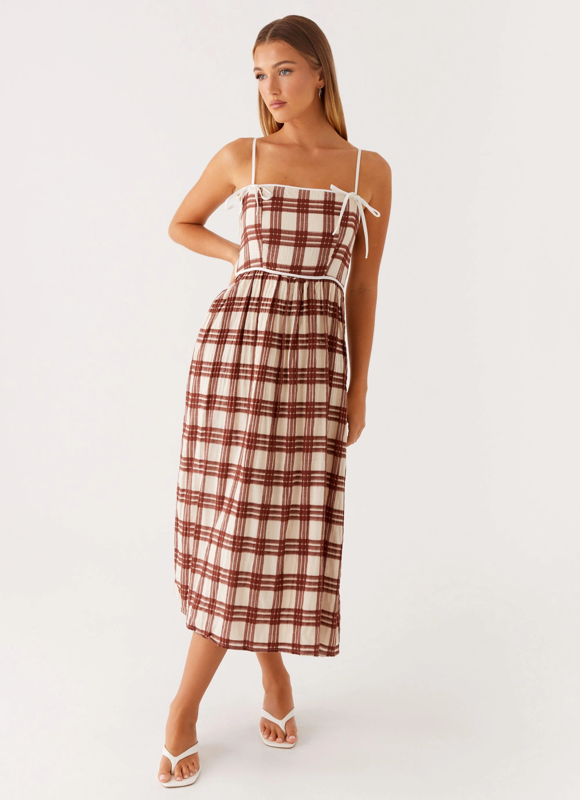 Shyanne Midi Dress - Chocolate Check Casual Layering Polished Look