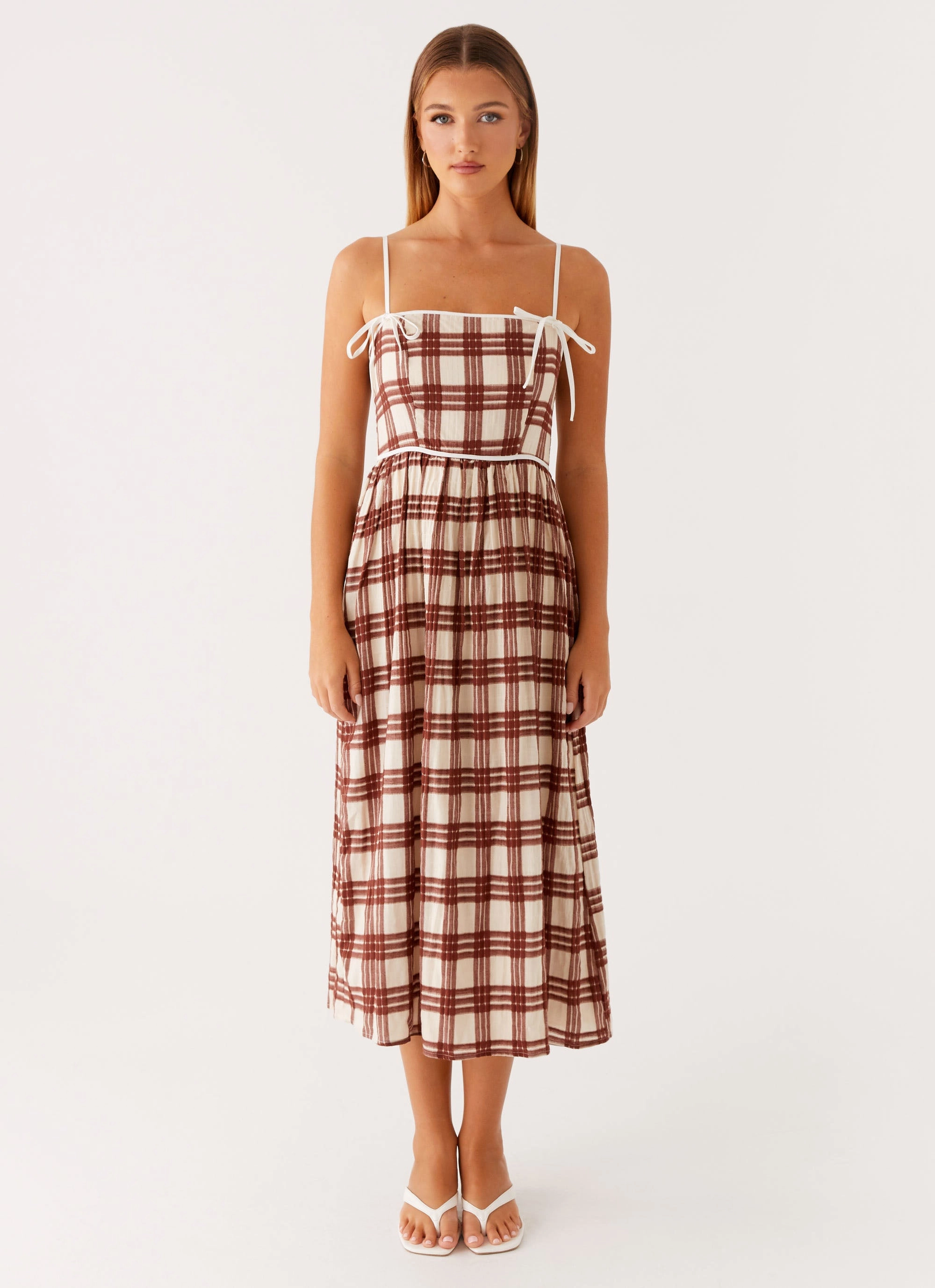 Shyanne Midi Dress - Chocolate Check Euro Ease Wide Swing