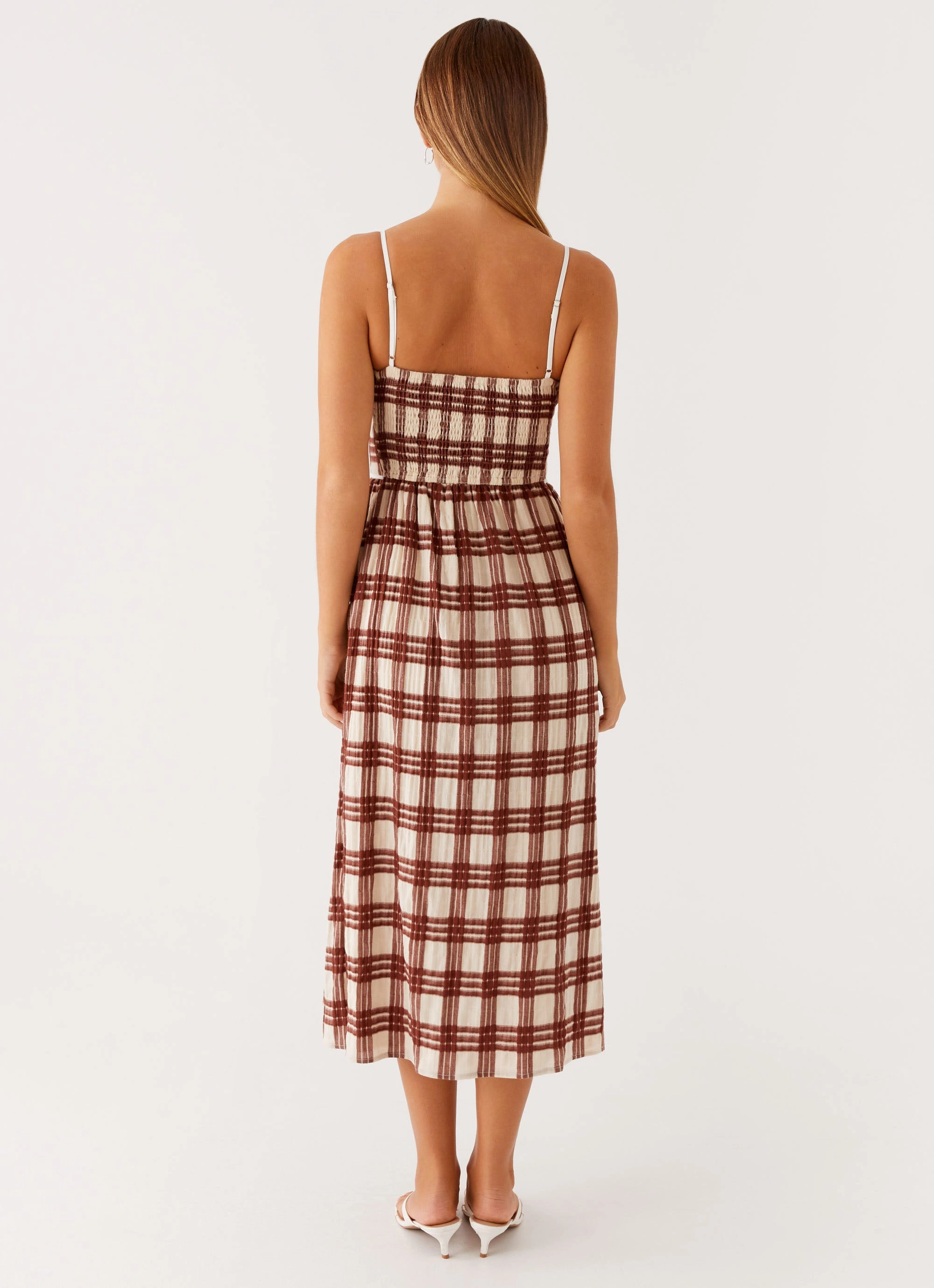 Shyanne Midi Dress - Chocolate Check Subtle Look Weekend Ready