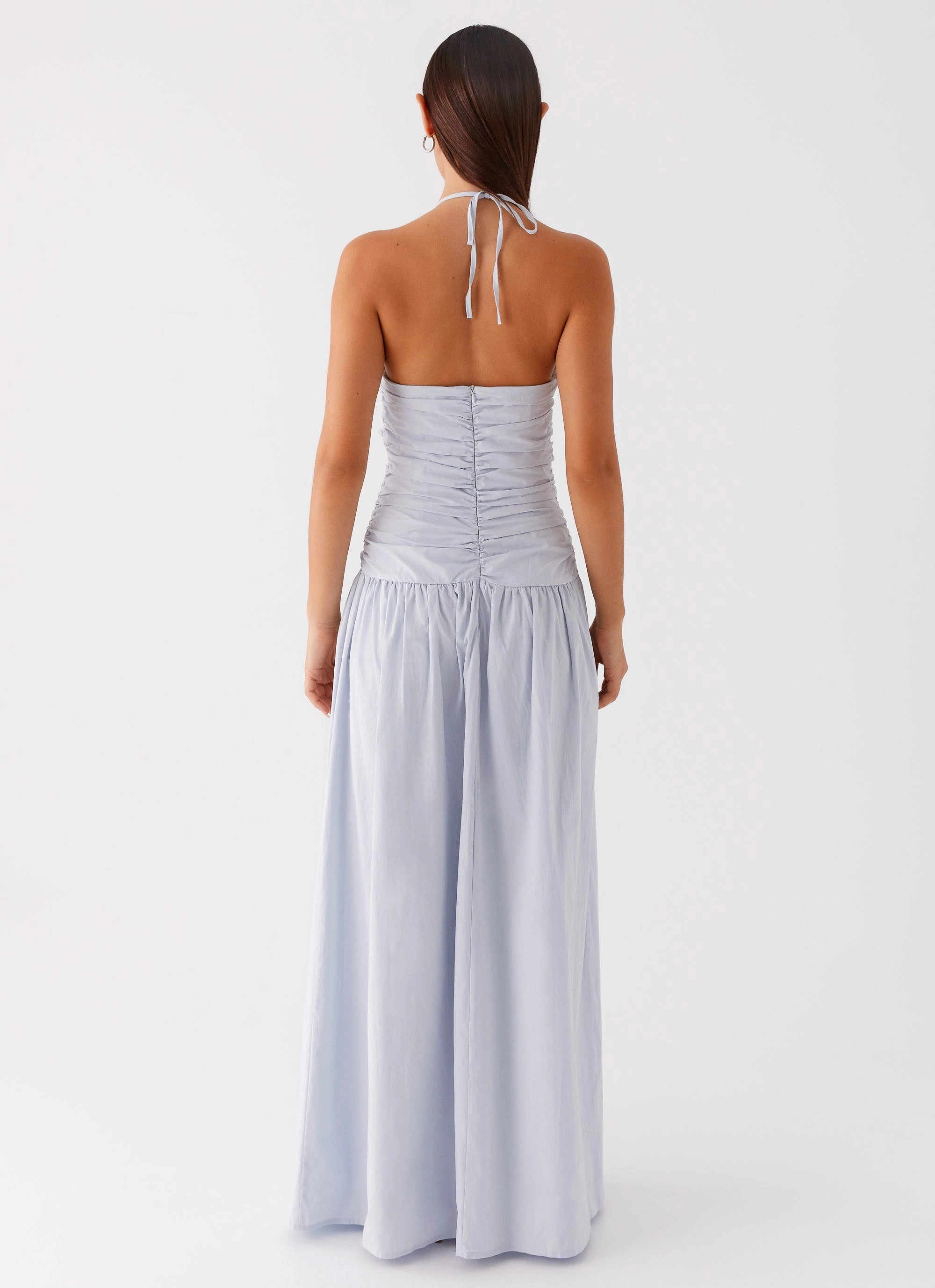 Texture Edge Travel Option Cristina Halter Maxi Dress - Cornflower Blue