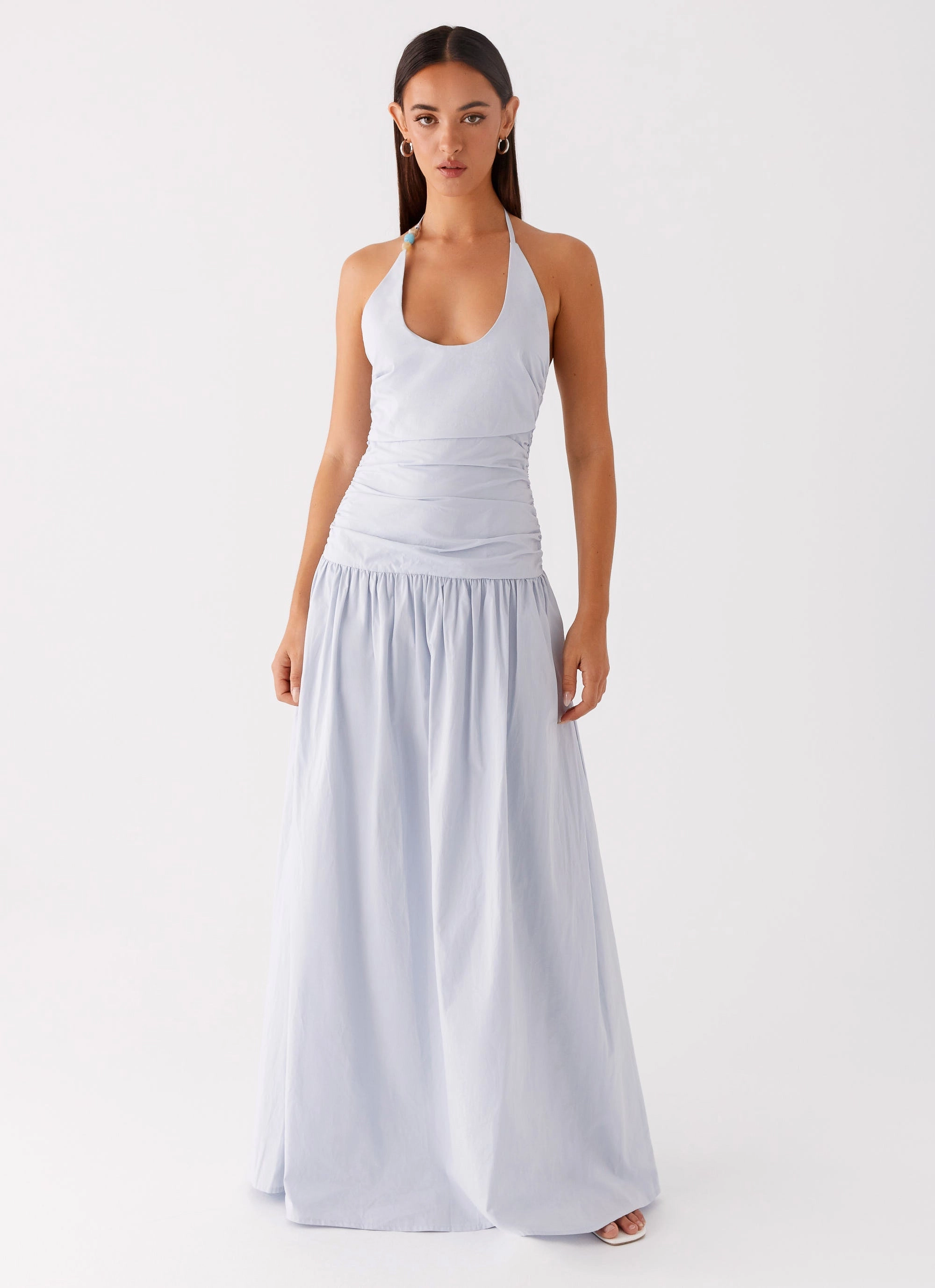 Form Flow Countryside-Style Cristina Halter Maxi Dress - Cornflower Blue