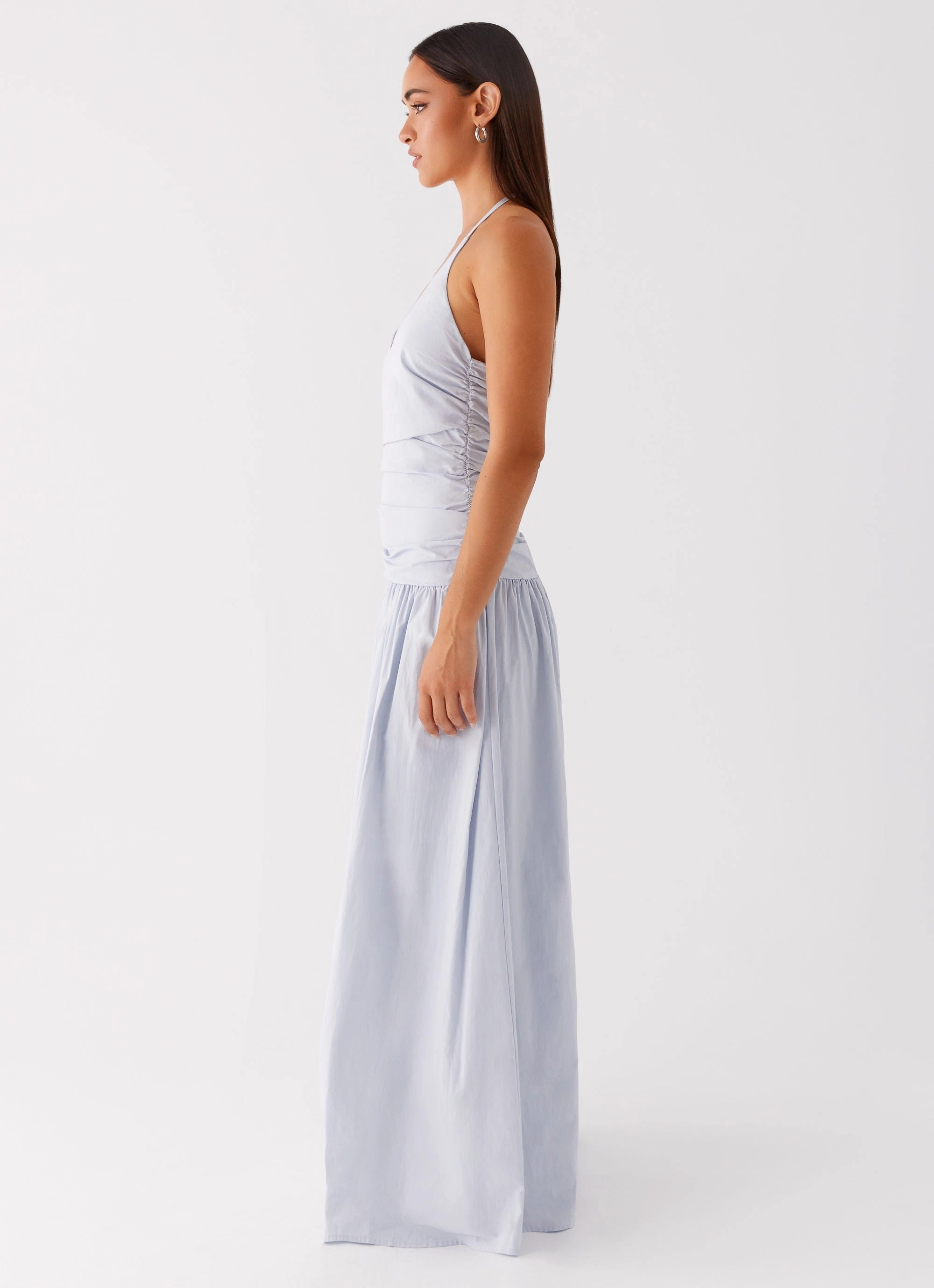 Work Mood Elegant Mature Cristina Halter Maxi Dress - Cornflower Blue