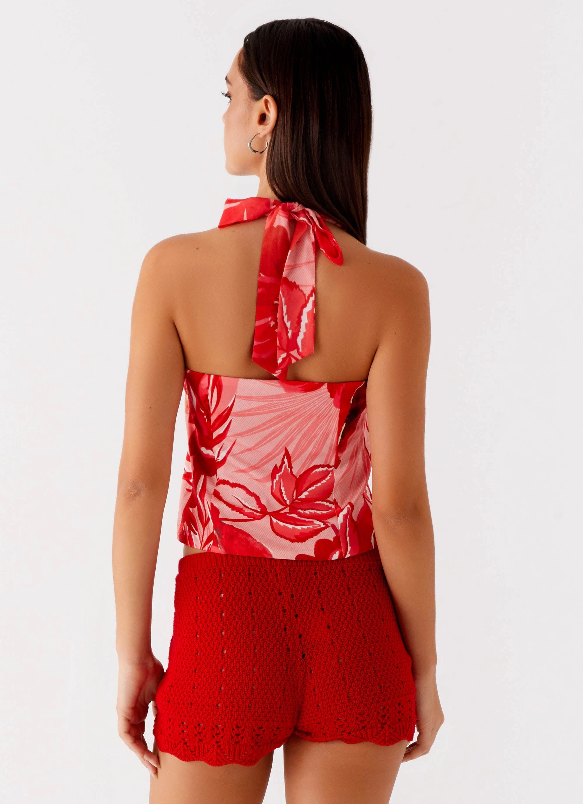 AllDay Comfort Lets Pretend Halterneck Top - Sicily Sunsets Print