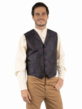 water proof Scully Mens Notched Old West Blue 100% Polyester Vest
