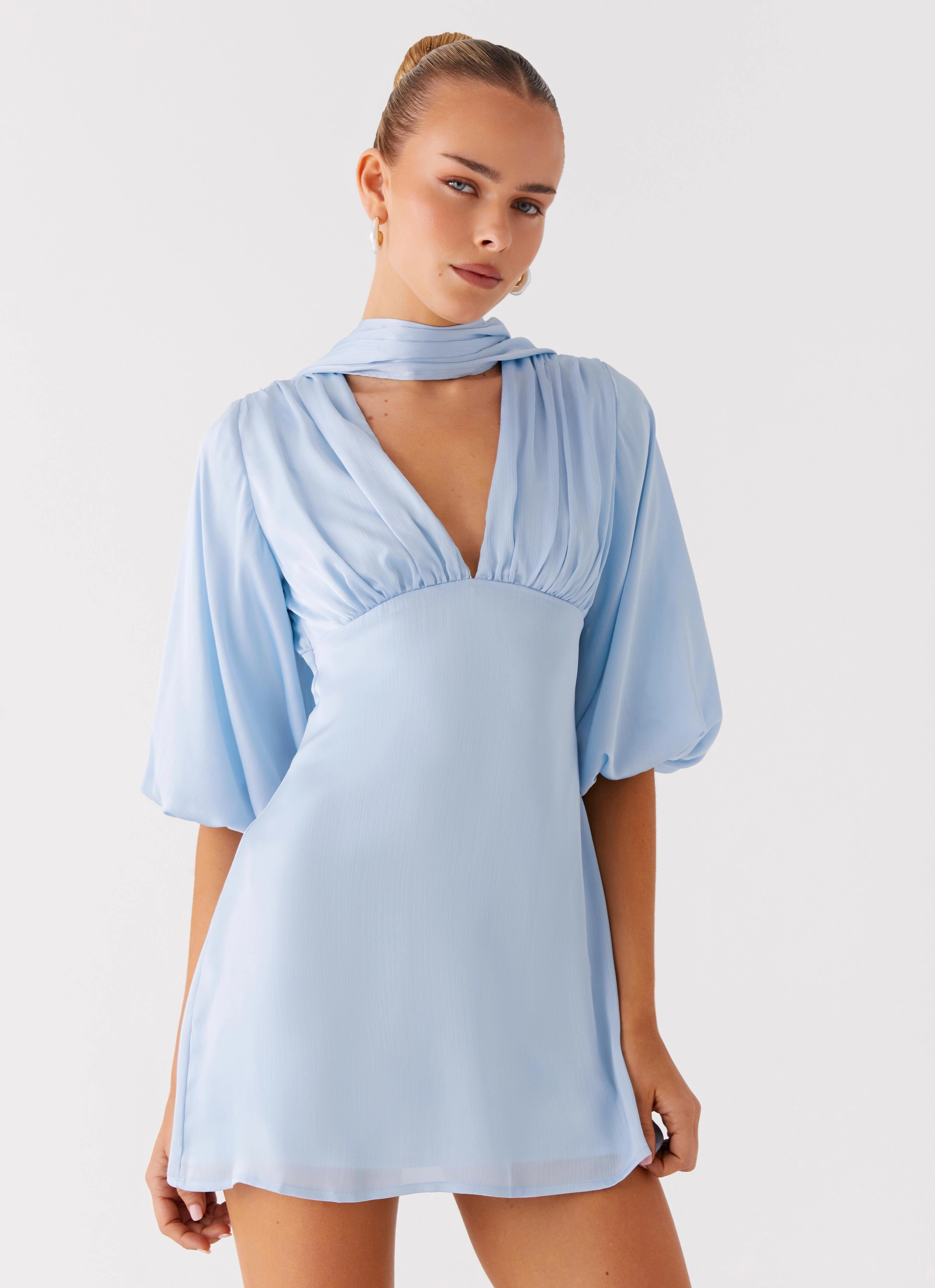 Mary Mini Dress - Blue Fitted Shape